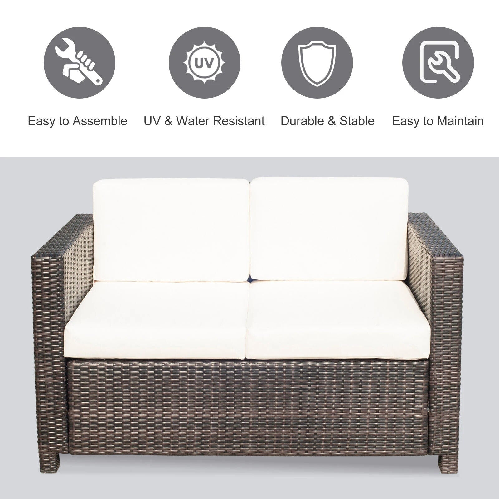 Rattan 2 Seater Outdoor Sofa Chair with Wicker Design for Garden or Conservatory - Home and Garden Furniture Shop - #rustic - furniture#