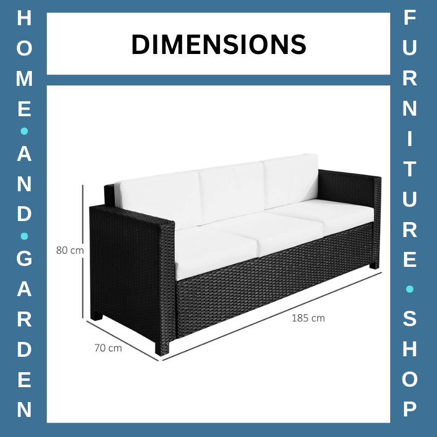 Rattan 3 Seater Garden Sofa Outdoor Patio Furniture with Aluminium Frame Seating - Home and Garden Furniture Shop - rustic - furniture