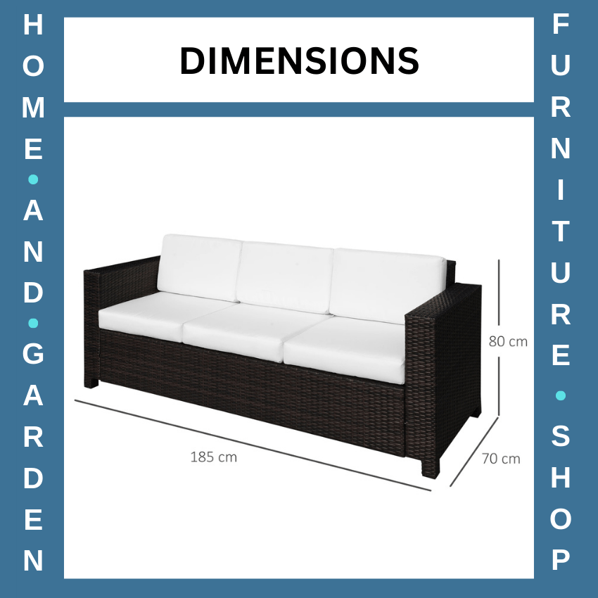 Rattan 3 Seater Outdoor Garden Sofa Chair Patio Furniture w/ Strong Metal Frame - Home and Garden Furniture Shop - rustic - furniture