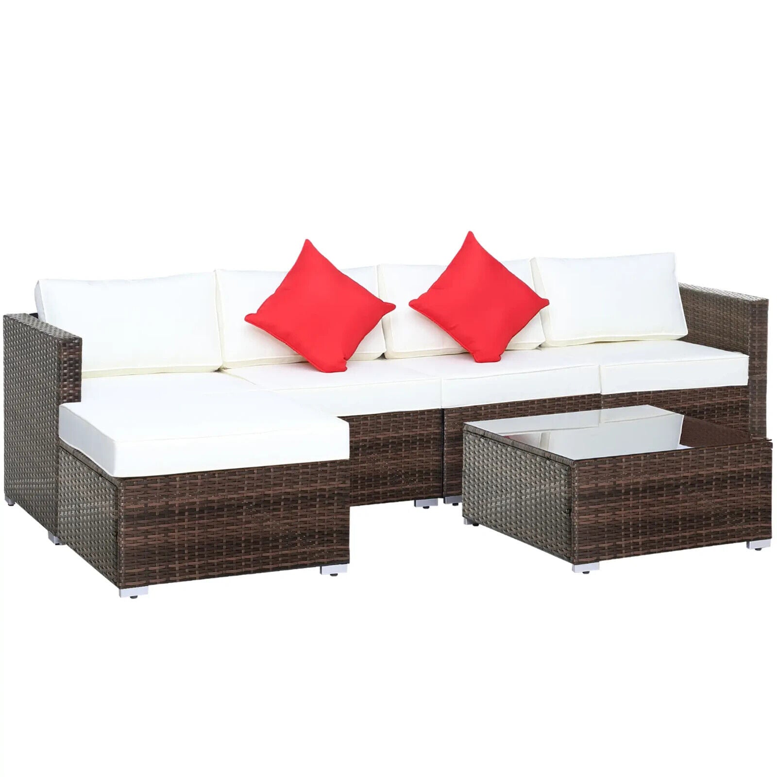 Rattan 6 Piece Garden Furniture Set with Table & Chairs for Patio Conservatory - Home and Garden Furniture Shop - #rustic - furniture#