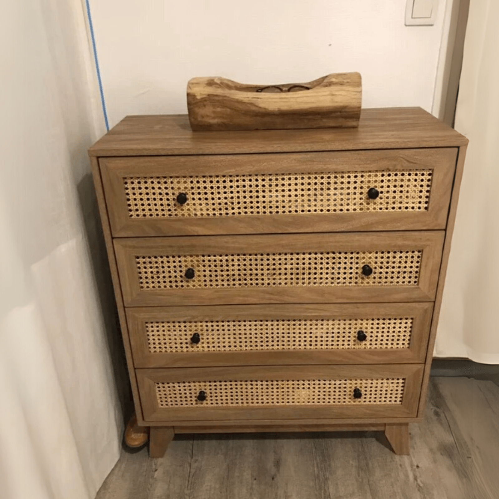 Rattan Chest of Drawers 4 Drawer Dresser Storage Cabinet Unit Bedroom Wood Style - Home and Garden Furniture Shop - #rustic - furniture#