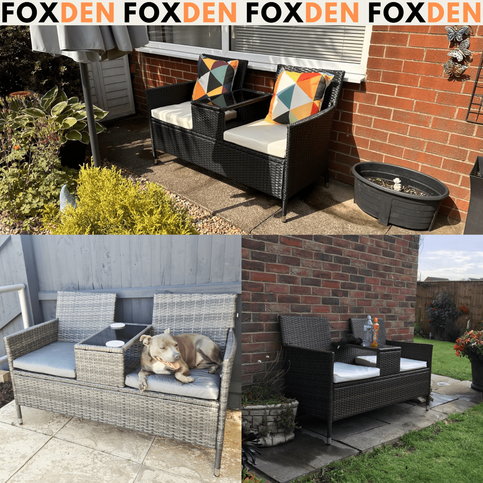 Rattan Companion Bench Set Patio Garden Furniture Love Seat Sofa Table Chair Set - Home and Garden Furniture Shop - rustic - furniture