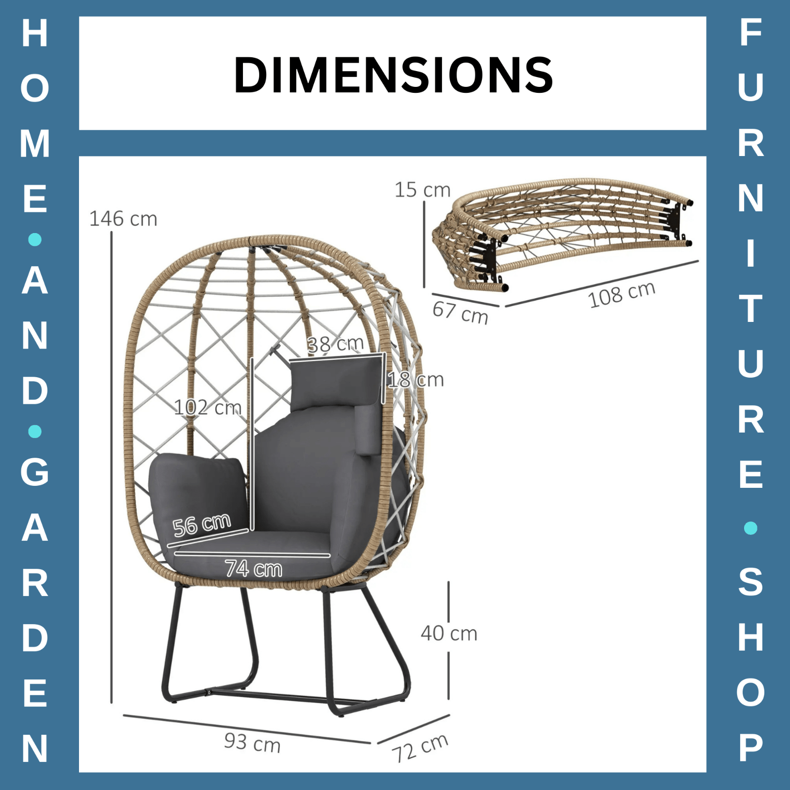 Rattan Egg Chair Outdoor Indoor Wicker Chair with Cushion Headrest Garden Seat - Home and Garden Furniture Shop - rustic - furniture