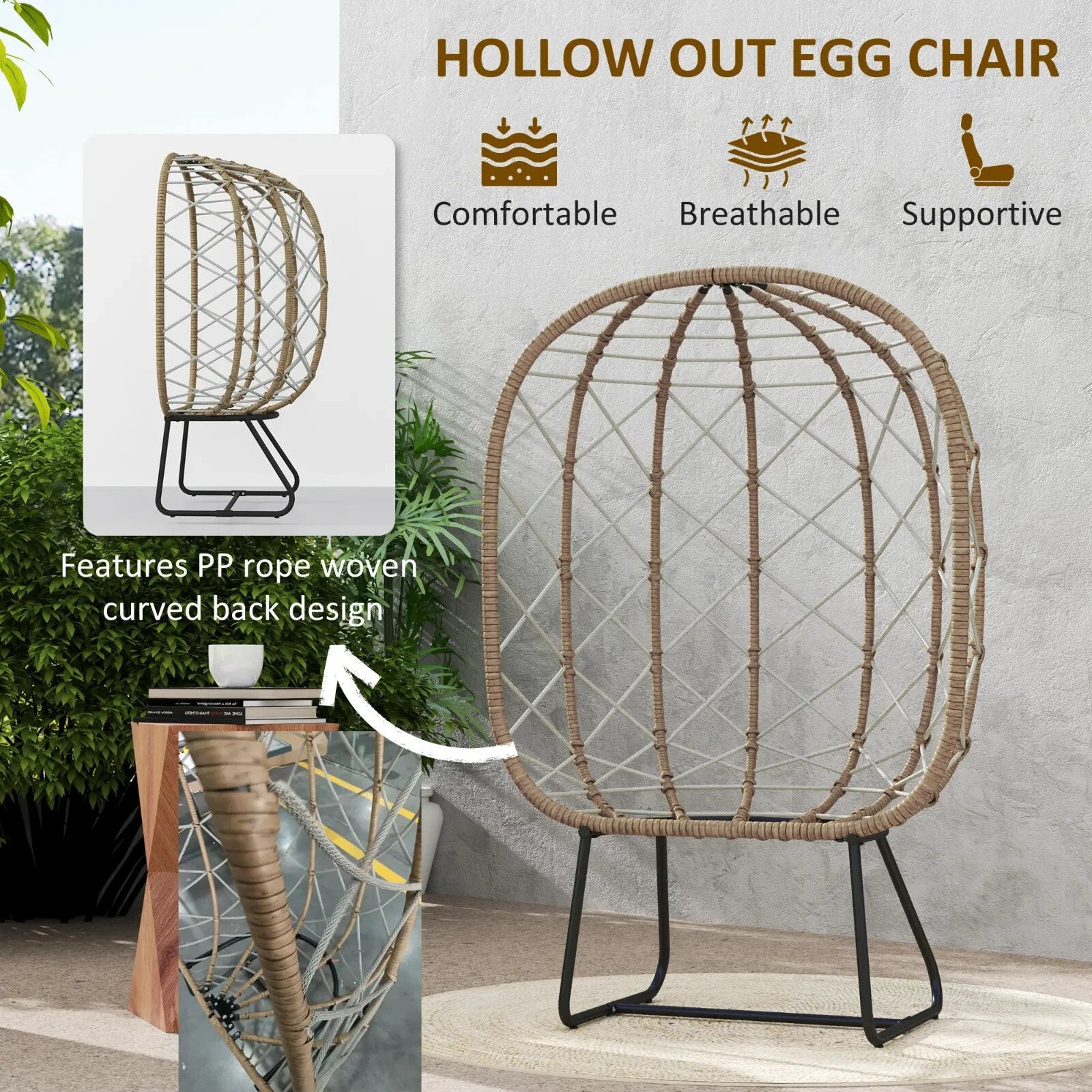 Rattan Egg Chair Outdoor Indoor Wicker Chair with Cushion Headrest Garden Seat - Home and Garden Furniture Shop - rustic - furniture