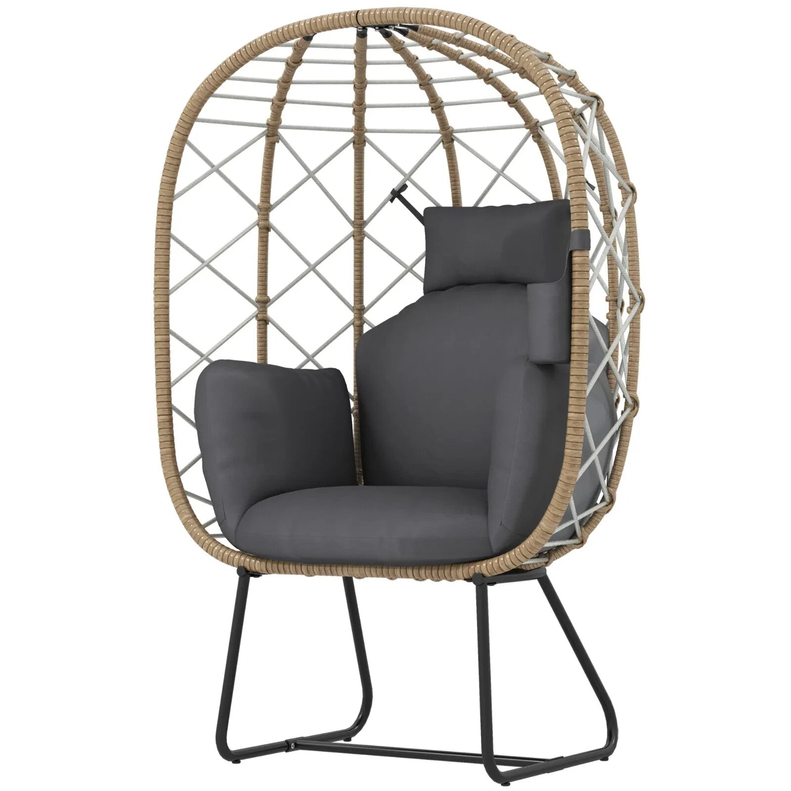 Rattan Egg Chair Outdoor Indoor Wicker Chair with Cushion Headrest Garden Seat - Home and Garden Furniture Shop - rustic - furniture