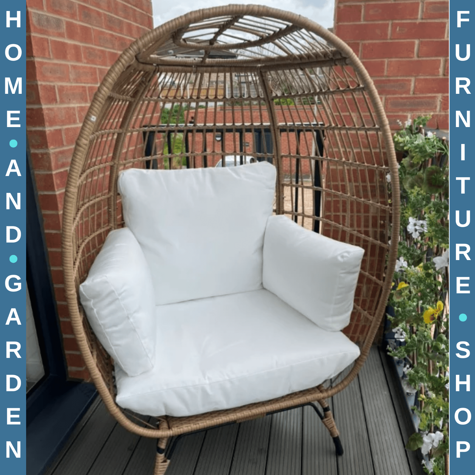 Rattan Egg Chair Outdoor Wicker Teardrop Chair with Cushions for Garden Patio - Home and Garden Furniture Shop - rustic - furniture