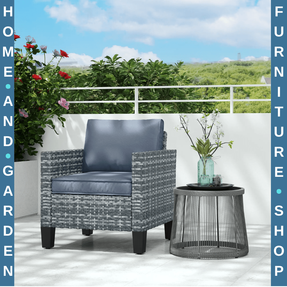 Rattan Garden Armchair Outdoor Single Seater Chair with Cushions & Armrests Grey - Home and Garden Furniture Shop - rustic - furniture
