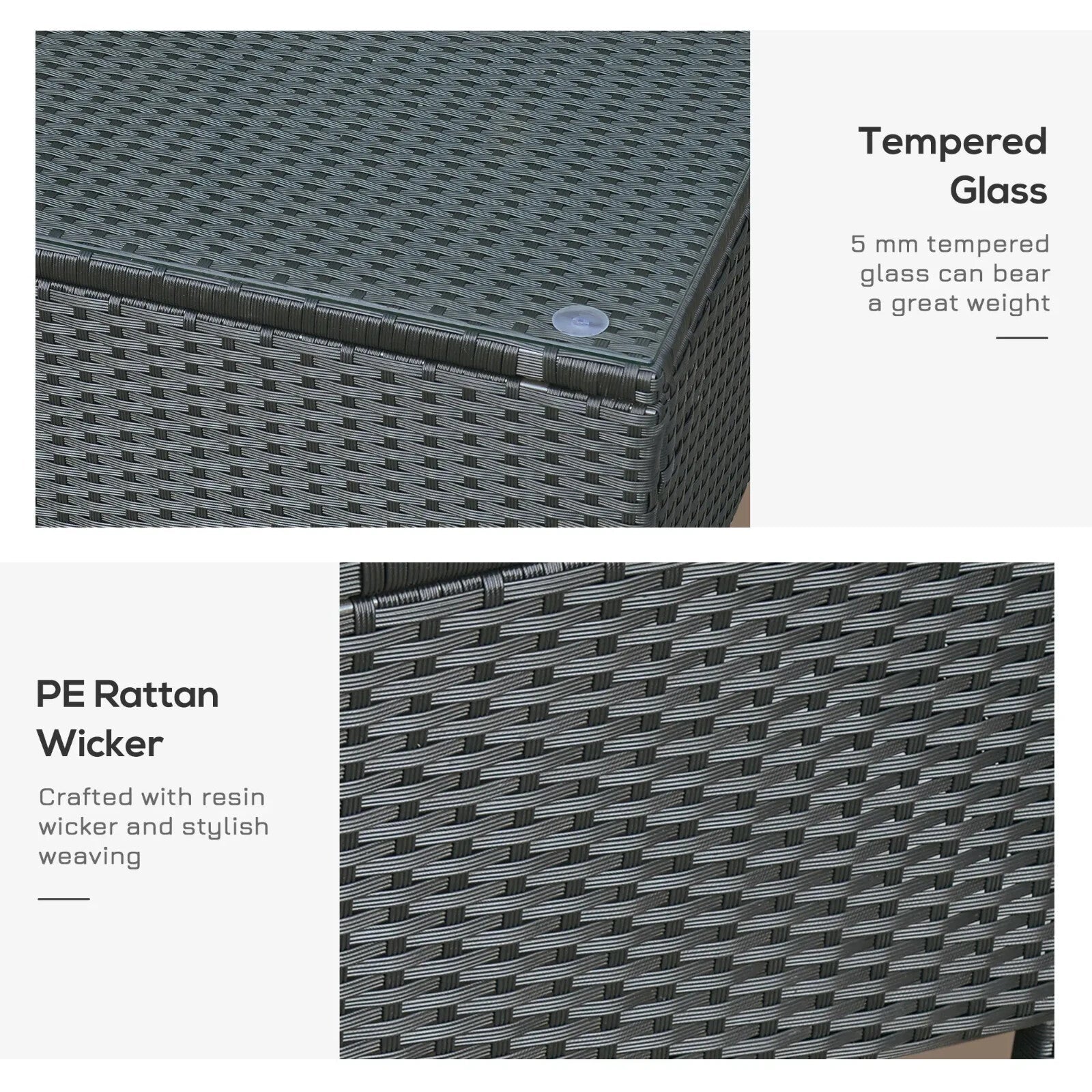 Rattan Garden Coffee Table Outdoor Patio Furniture Tempered Glass Top Aluminium - Home and Garden Furniture Shop - rustic - furniture