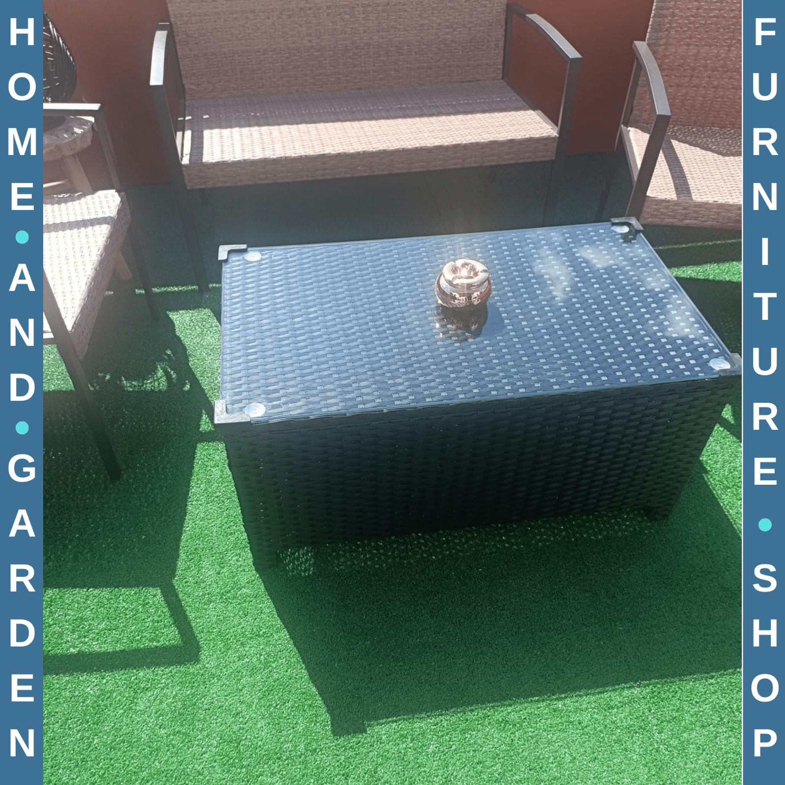 Rattan Garden Coffee Table Outdoor Patio Furniture Tempered Glass Top Aluminium - Home and Garden Furniture Shop - rustic - furniture