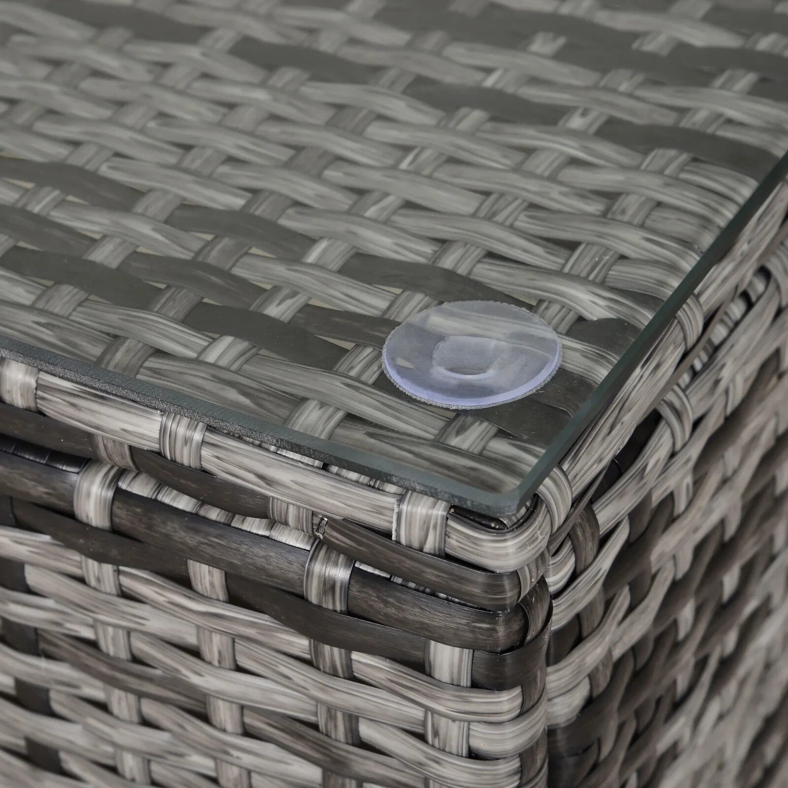 Rattan Garden Coffee Table with Tempered Glass Top Outdoor Patio Furniture Grey - Home and Garden Furniture Shop - rustic - furniture