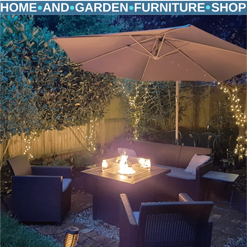 Rattan Garden Firepit Table Smokeless Firepit Patio Heater Gas Fire Glass Top - Home and Garden Furniture Shop - rustic - furniture