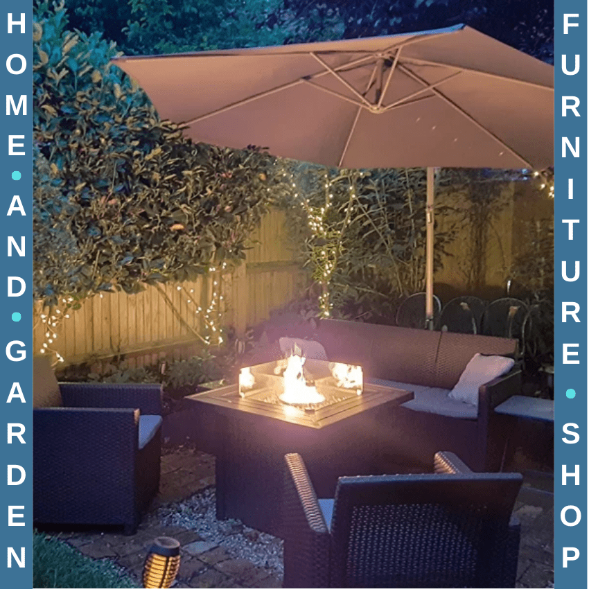 Rattan Garden Firepit Table Smokeless Firepit Patio Heater Gas Fire Glass Top - Home and Garden Furniture Shop - rustic - furniture