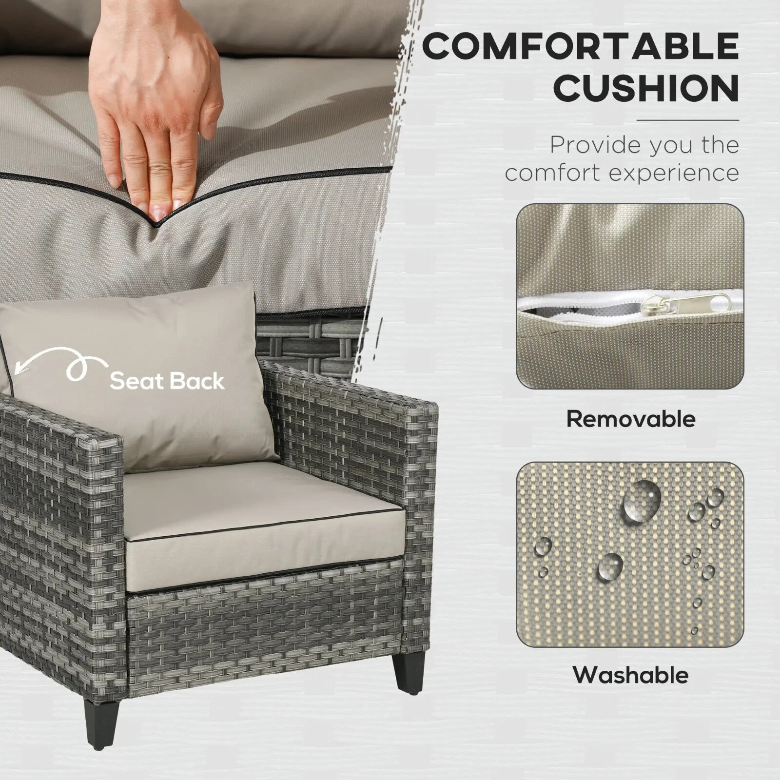 Rattan Garden Furniture Set Patio Sofa Outdoor Gas Fire Pit Table Cushions Grey - Home and Garden Furniture Shop - rustic - furniture