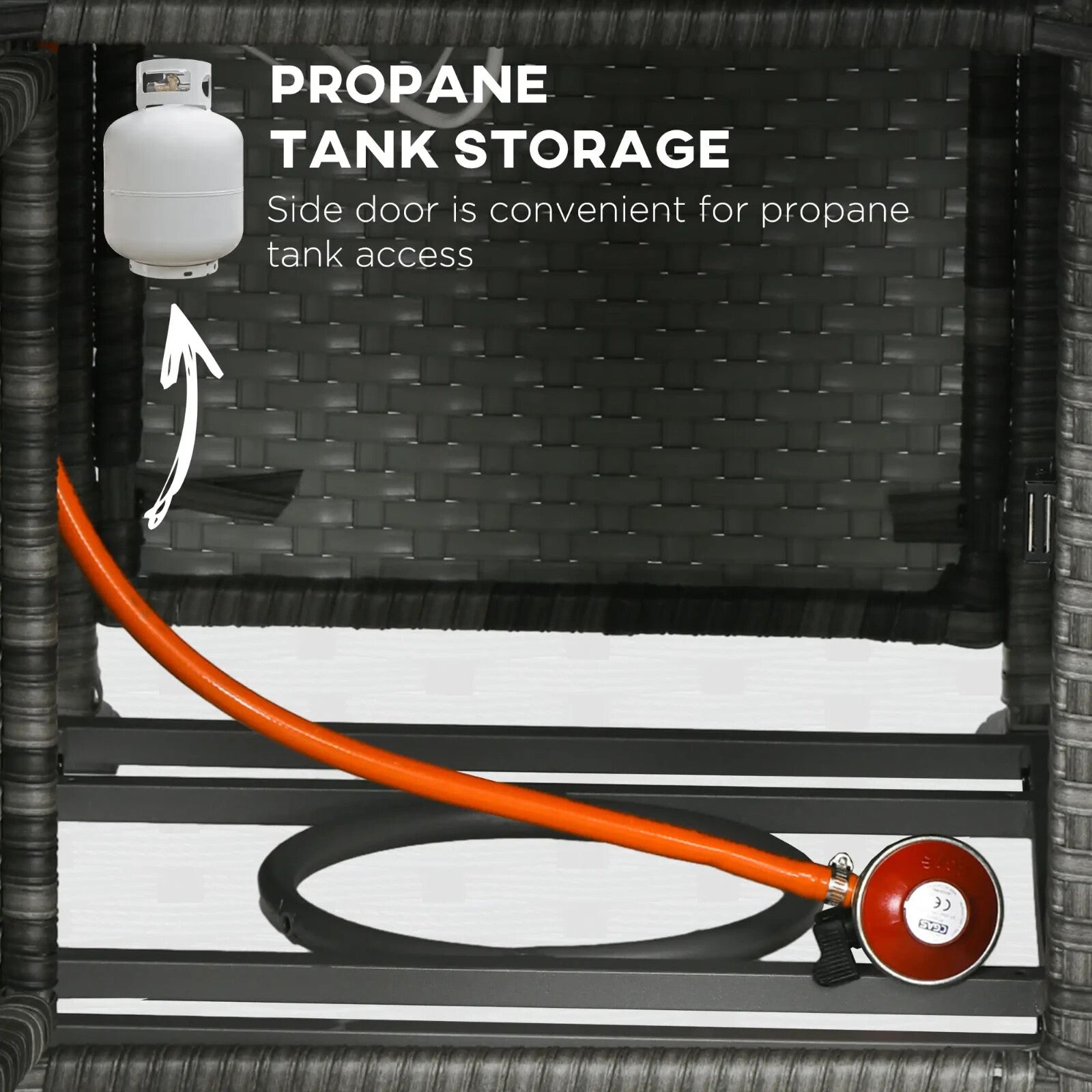 Rattan Garden Furniture Set Patio Sofa Outdoor Gas Fire Pit Table Cushions Grey - Home and Garden Furniture Shop - rustic - furniture