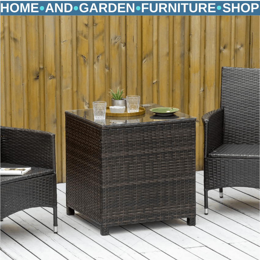 Rattan Garden Side Table Outdoor Patio Coffee Table Small Weatherproof Furniture - Home and Garden Furniture Shop - rustic - furniture