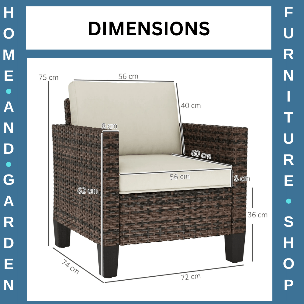 Rattan Garden Sofa Outdoor Armchair with Cushions & Armrests Single Seater Chair - Home and Garden Furniture Shop - rustic - furniture