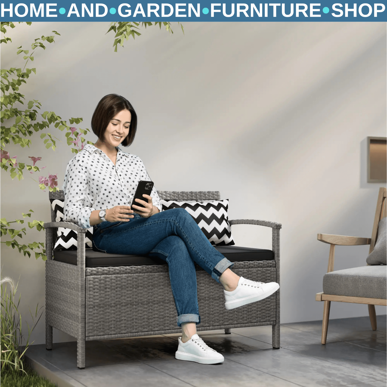 Rattan Garden Storage Bench with Cushion Outdoor Seating & Storage Solution - Home and Garden Furniture Shop - rustic - furniture