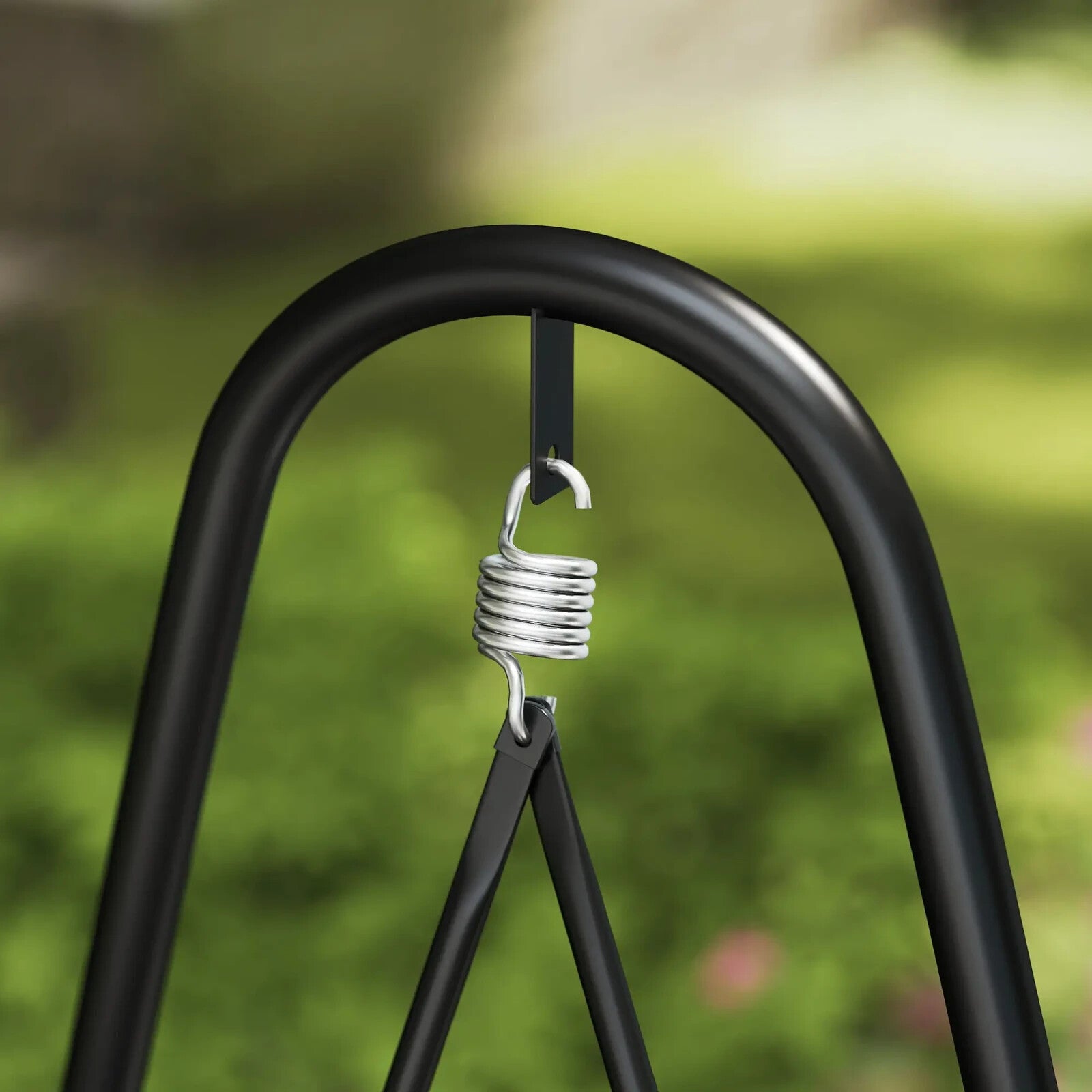 Rattan Hanging Swing Chair with Stand Garden Outdoor Seat & Cushion Light Grey - Home and Garden Furniture Shop - rustic - furniture