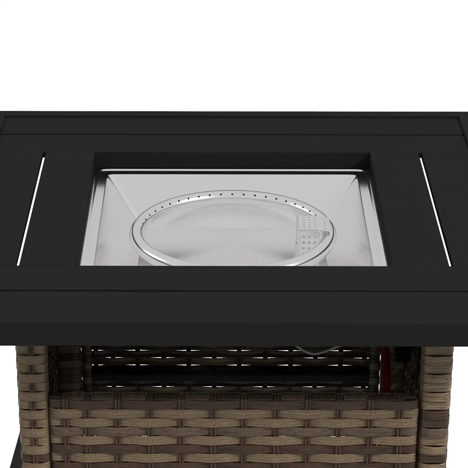 Rattan Propane Fire Pit Table Outdoor Garden Heater 50000 BTU with Lid and Stone - Home and Garden Furniture Shop - rustic - furniture