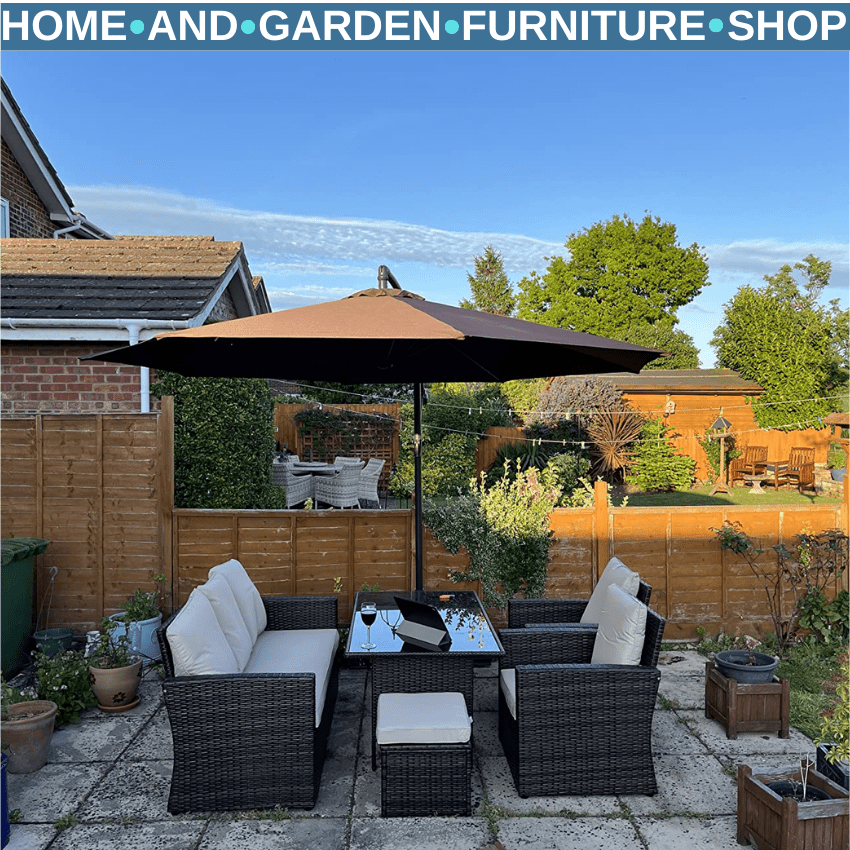 Rattan Sofa Set 6 Piece Garden Dining Table and Chairs with Cushions Patio Seat - Home and Garden Furniture Shop - rustic - furniture