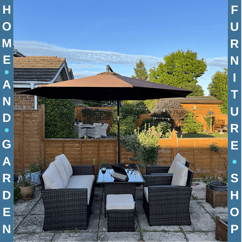 Rattan Sofa Set 6 Piece Garden Dining Table and Chairs with Cushions Patio Seat - Home and Garden Furniture Shop - rustic - furniture