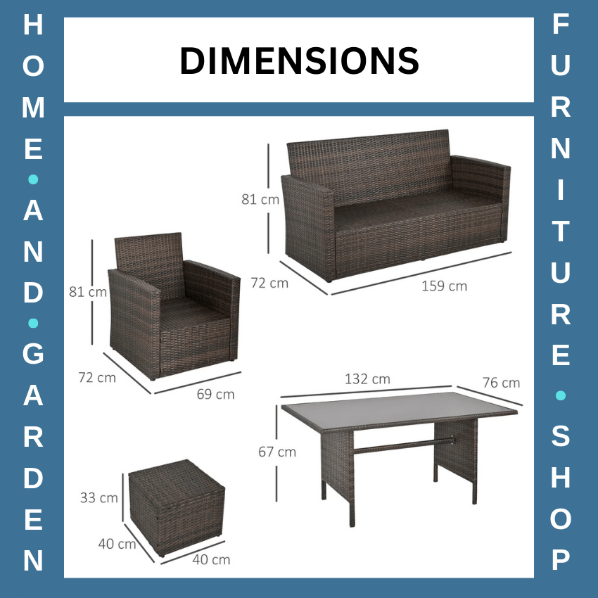 Rattan Sofa Set 6 Piece Garden Dining Table and Chairs with Cushions Patio Seat - Home and Garden Furniture Shop - rustic - furniture