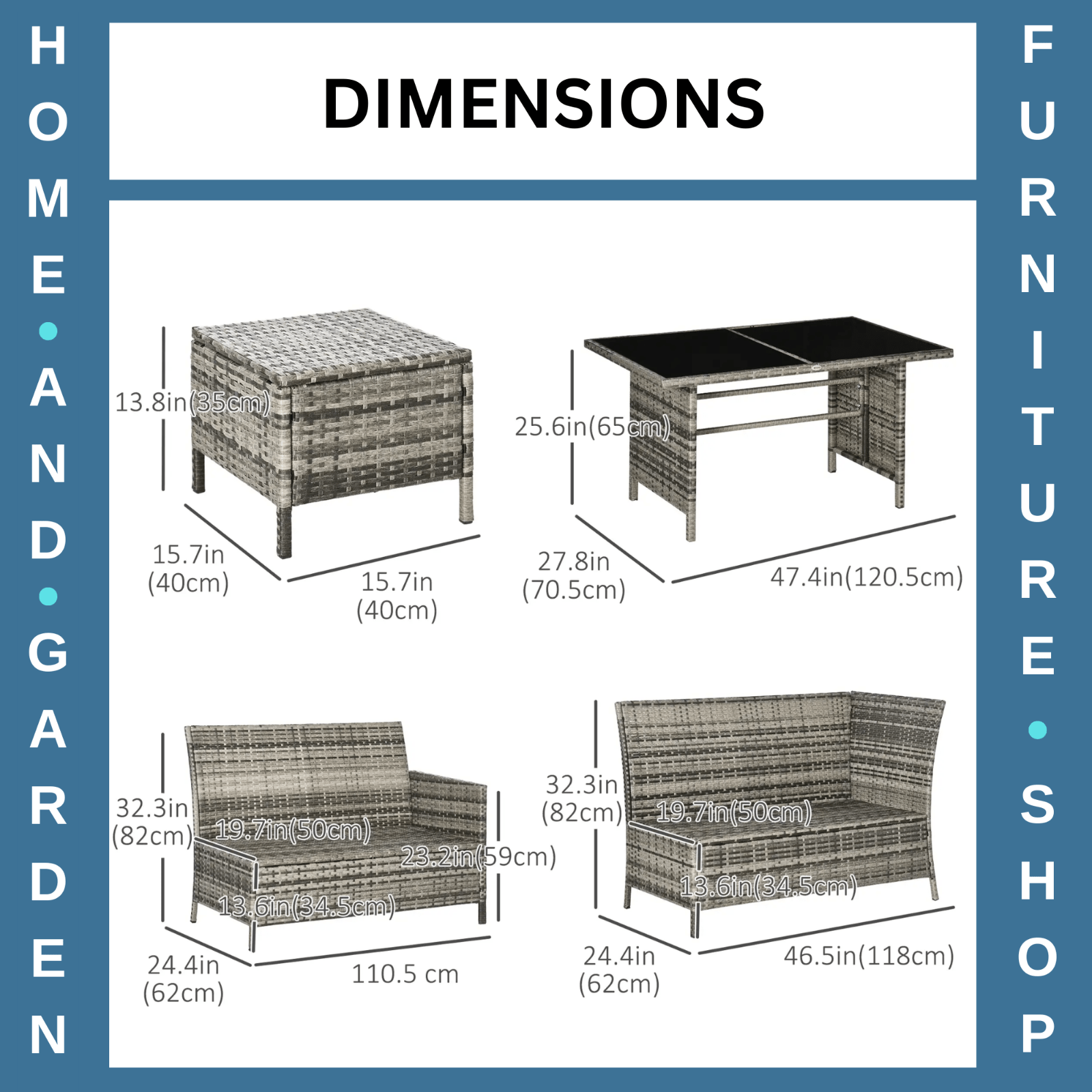 Rattan Sofa Set 8 Seater Patio Wicker Chair Garden Furniture Glass Table Cushion - Home and Garden Furniture Shop - rustic - furniture
