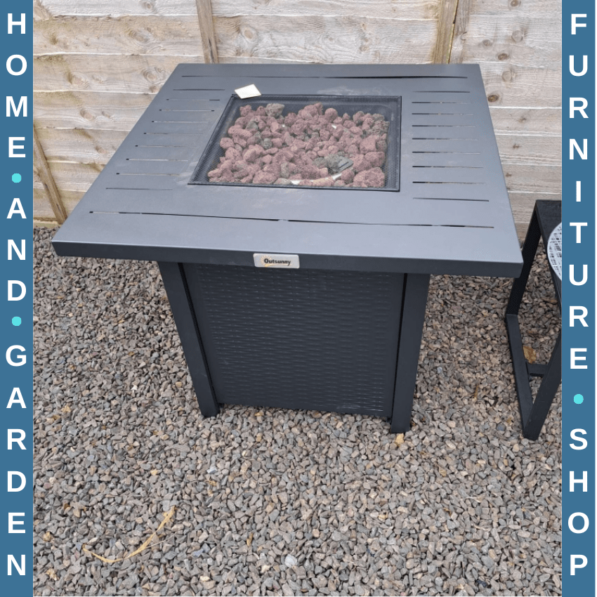 Rattan Style Gas Fire Pit Table with 40,000 BTU Burner Square Smokeless Firepit - Home and Garden Furniture Shop - rustic - furniture