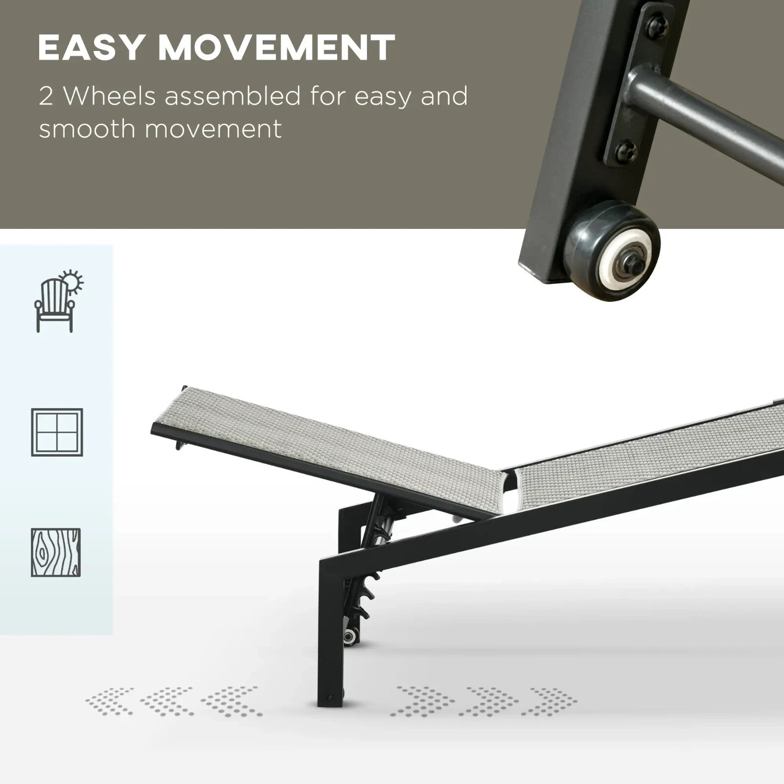 Rattan Sun Lounger Chaise with 5 Position Backrest and Wheels for Patio Garden - Home and Garden Furniture Shop - rustic - furniture