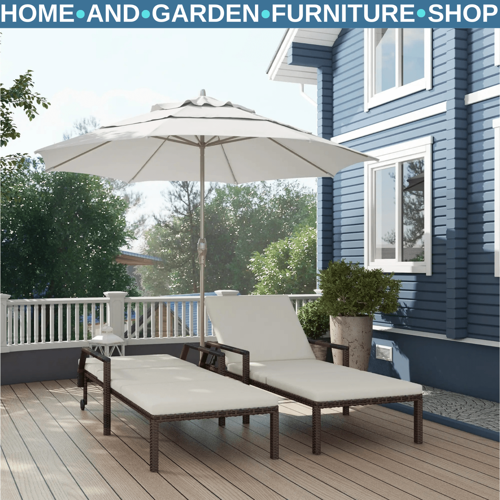 Rattan Sun Lounger Set of 2 Garden Recliner with 5 Level Adjustable Backrest - Home and Garden Furniture Shop - rustic - furniture