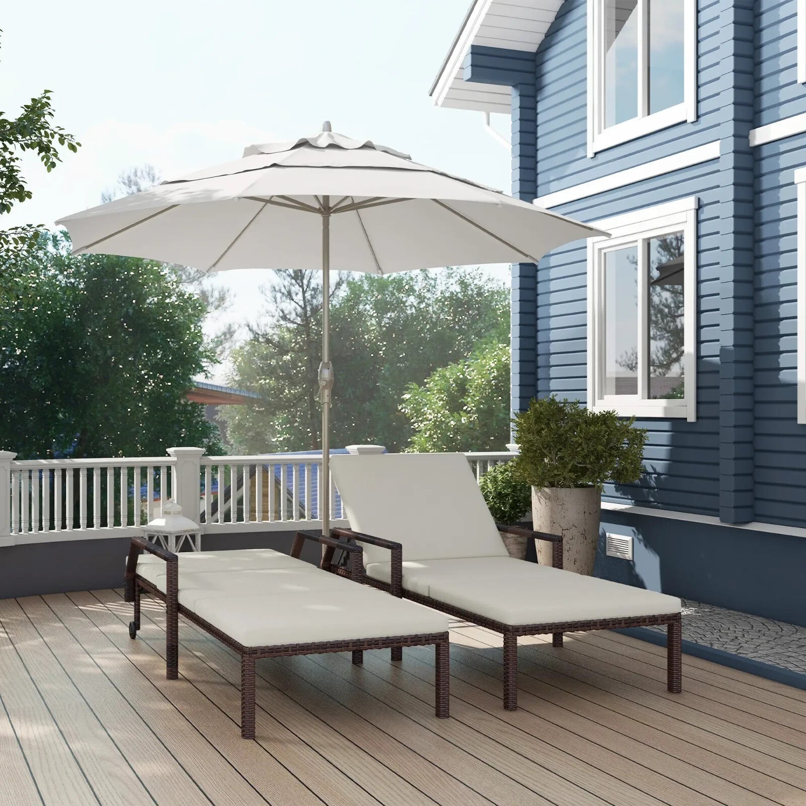 Rattan Sun Lounger Set of 2 Garden Recliner with 5 Level Adjustable Backrest - Home and Garden Furniture Shop - rustic - furniture