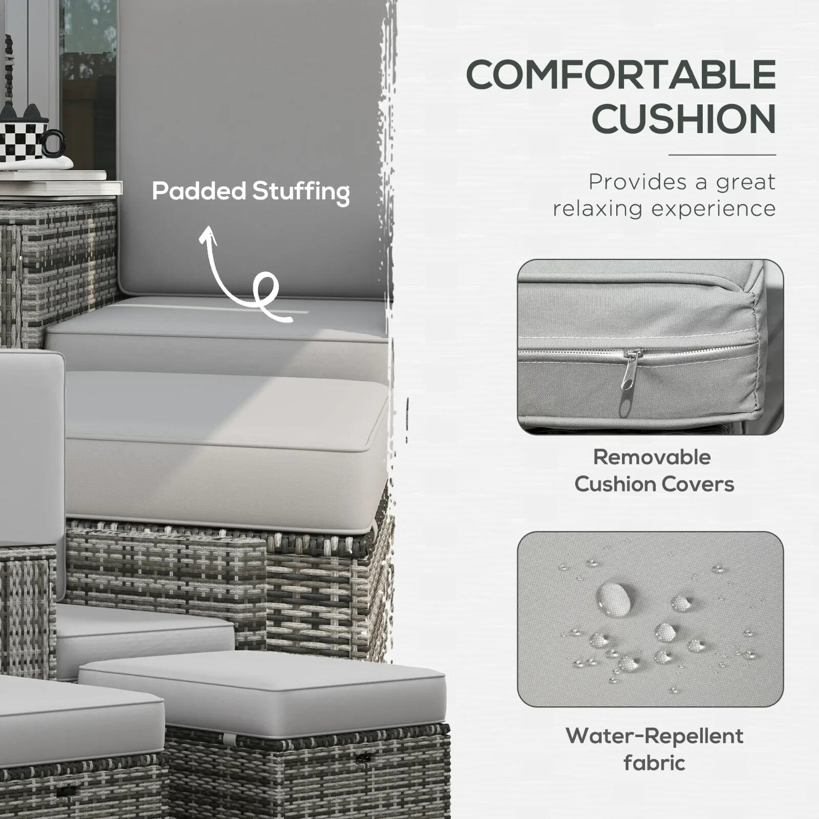 Rattan Sun Lounger w/ Storage Tea Table and Footstool Garden Outdoor Seating Set - Home and Garden Furniture Shop - rustic - furniture