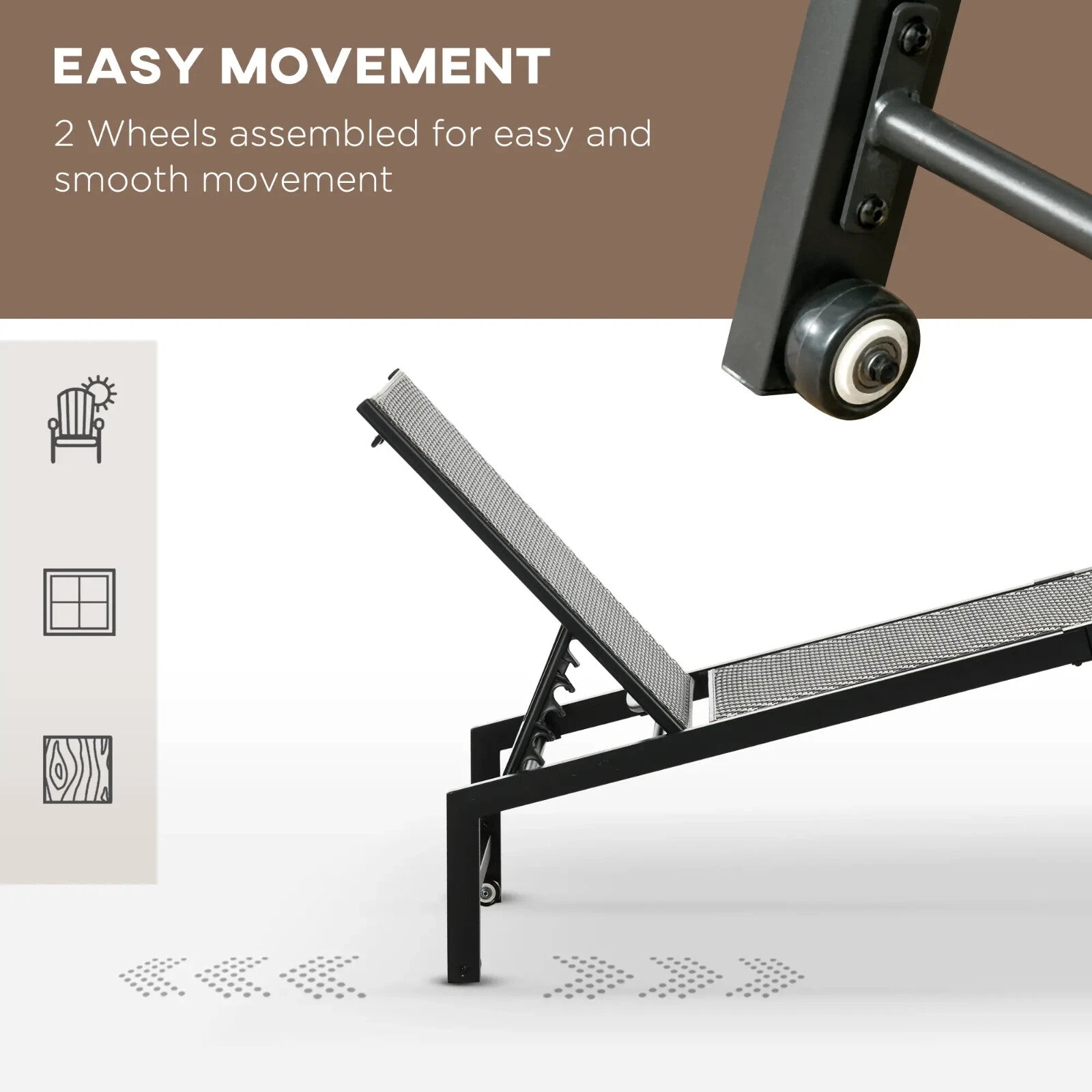 Rattan Sun Lounger with Wheels Garden Chaise Lounge Chair 5 Position Backrest - Home and Garden Furniture Shop - rustic - furniture