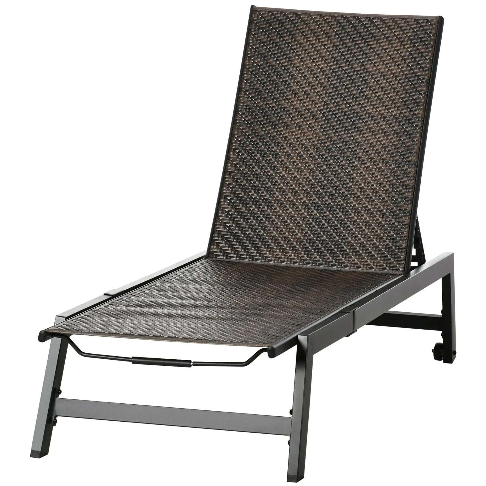Rattan Sun Lounger with Wheels Garden Chaise Lounge Chair 5 Position Backrest - Home and Garden Furniture Shop - rustic - furniture