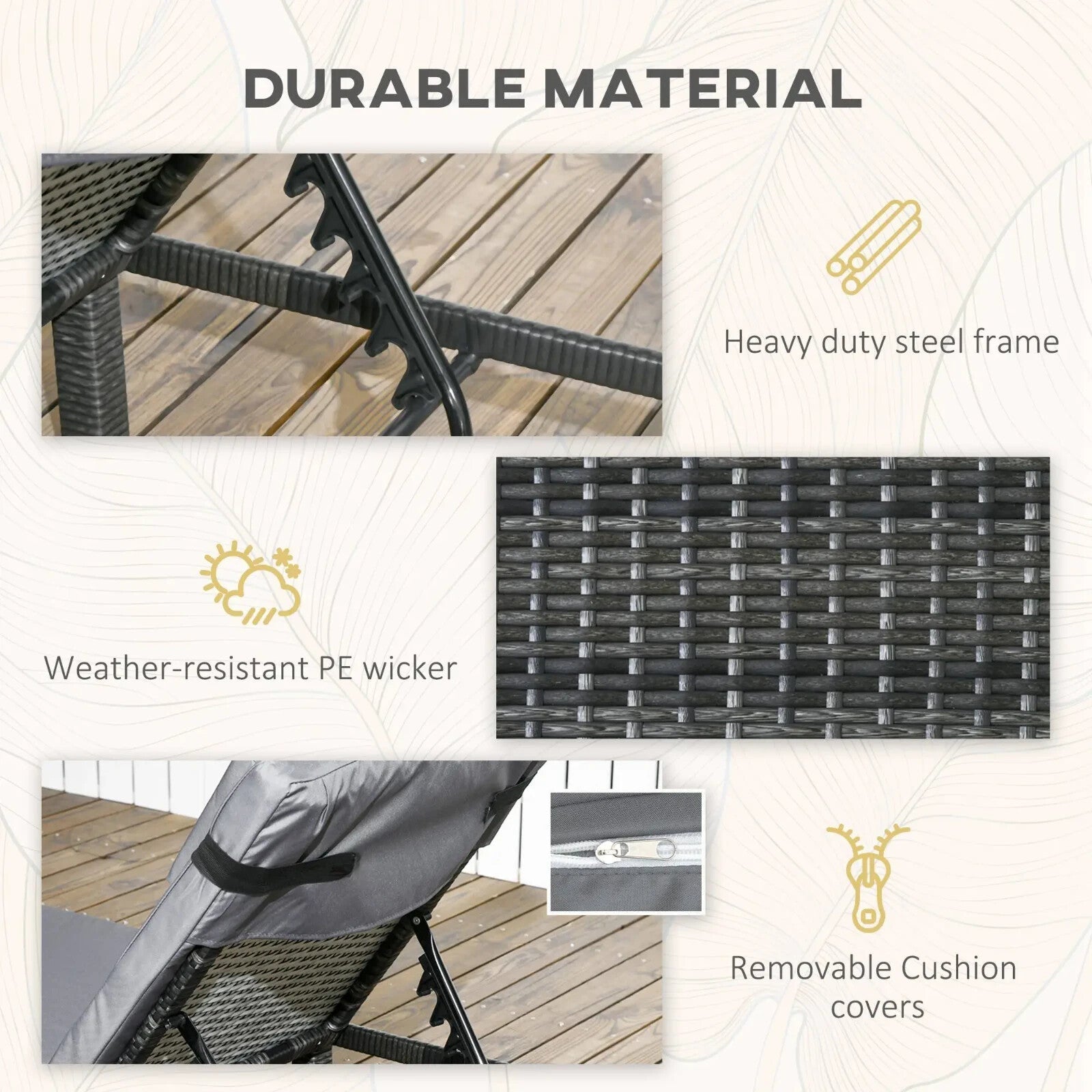 Rattan Sun Loungers Set of 2 Adjustable Wicker Chairs w/ Padded Cushion Headrest - Home and Garden Furniture Shop - rustic - furniture