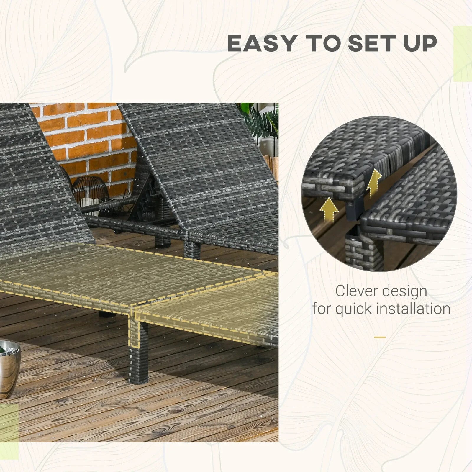 Rattan Sun Loungers Set of 2 Adjustable Wicker Chairs w/ Padded Cushion Headrest - Home and Garden Furniture Shop - rustic - furniture