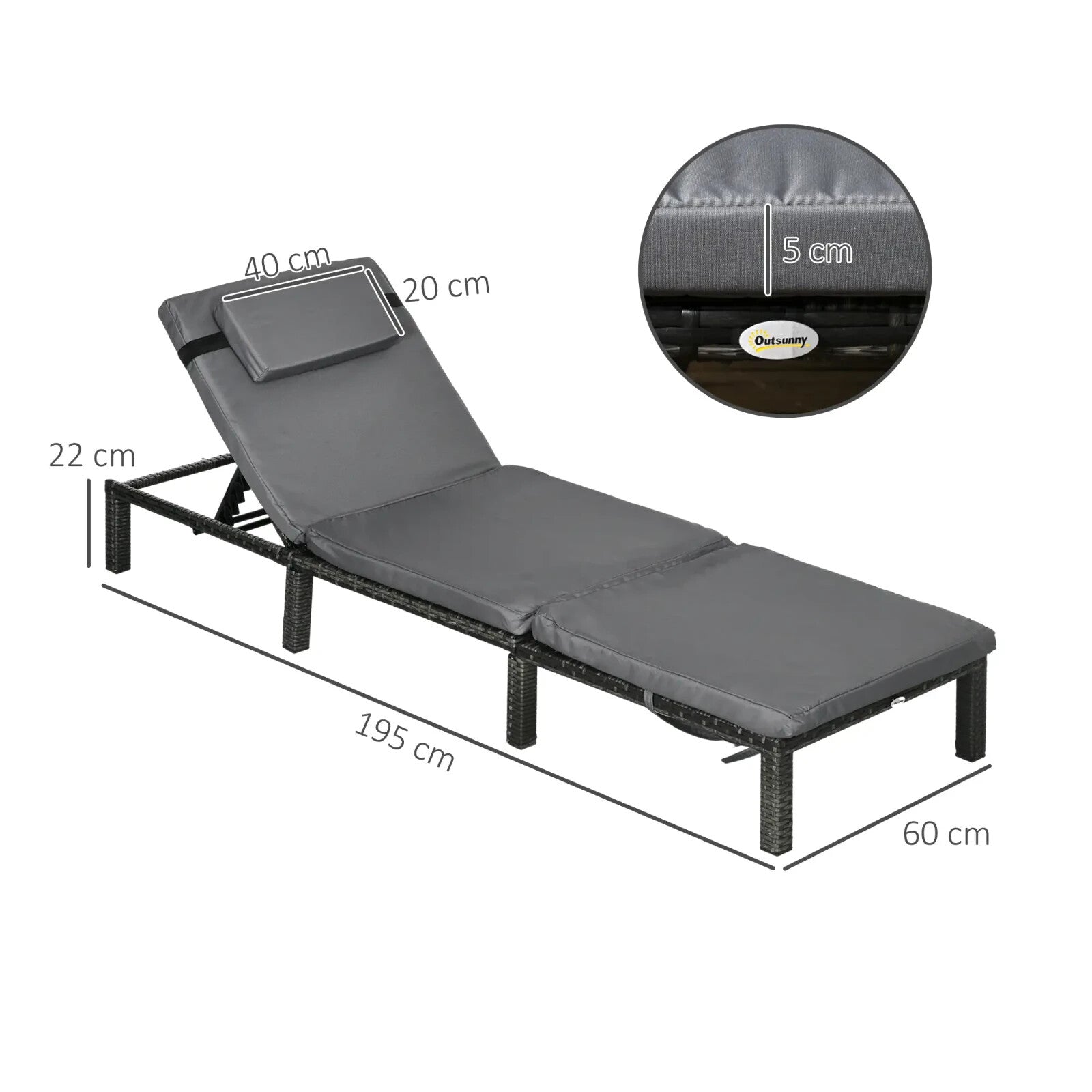 Rattan Sun Loungers Set of 2 Adjustable Wicker Chairs w/ Padded Cushion Headrest - Home and Garden Furniture Shop - rustic - furniture