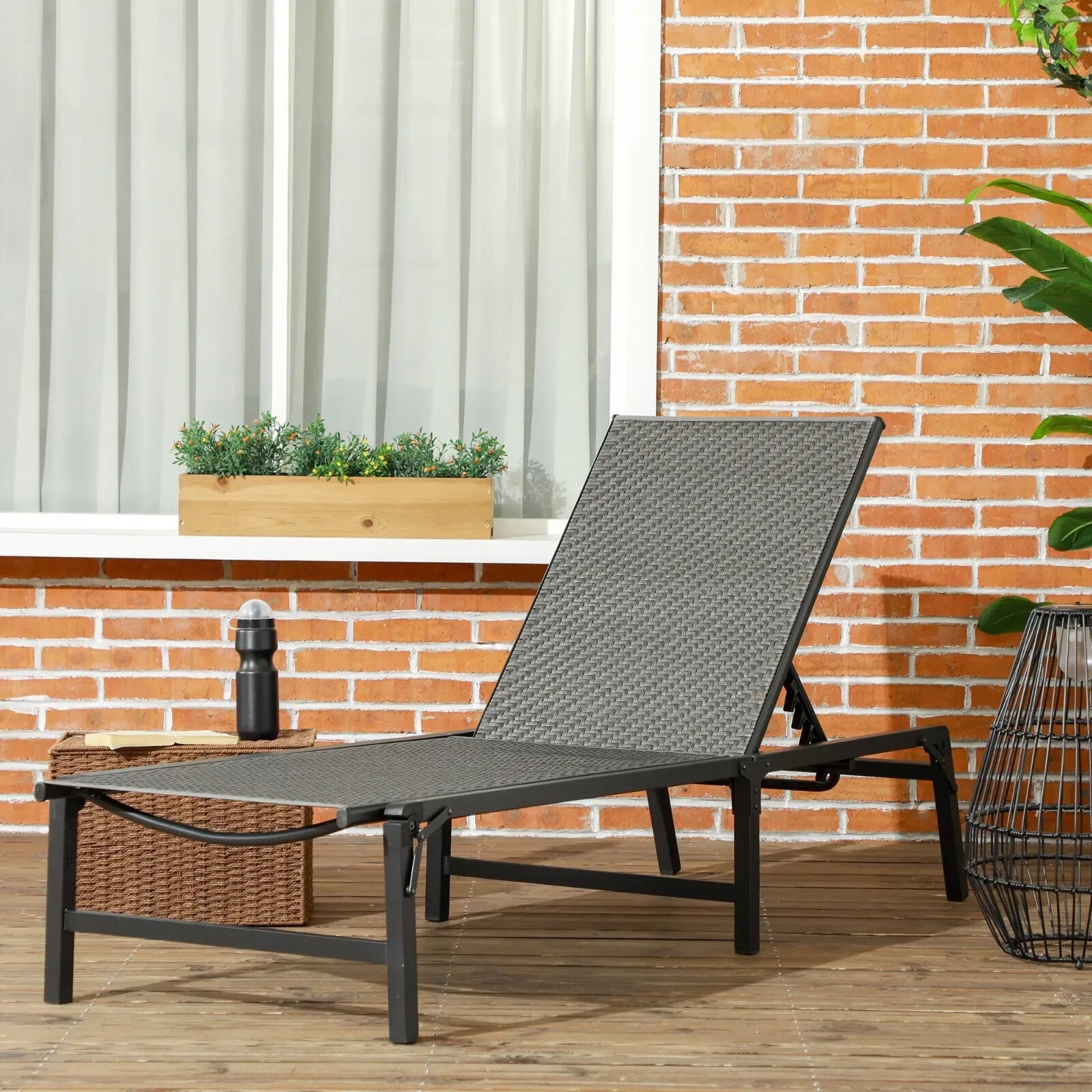 Rattan Sun Loungers Set of 2 Outdoor Reclining Chairs with Adjustable Backrest - Home and Garden Furniture Shop - rustic - furniture