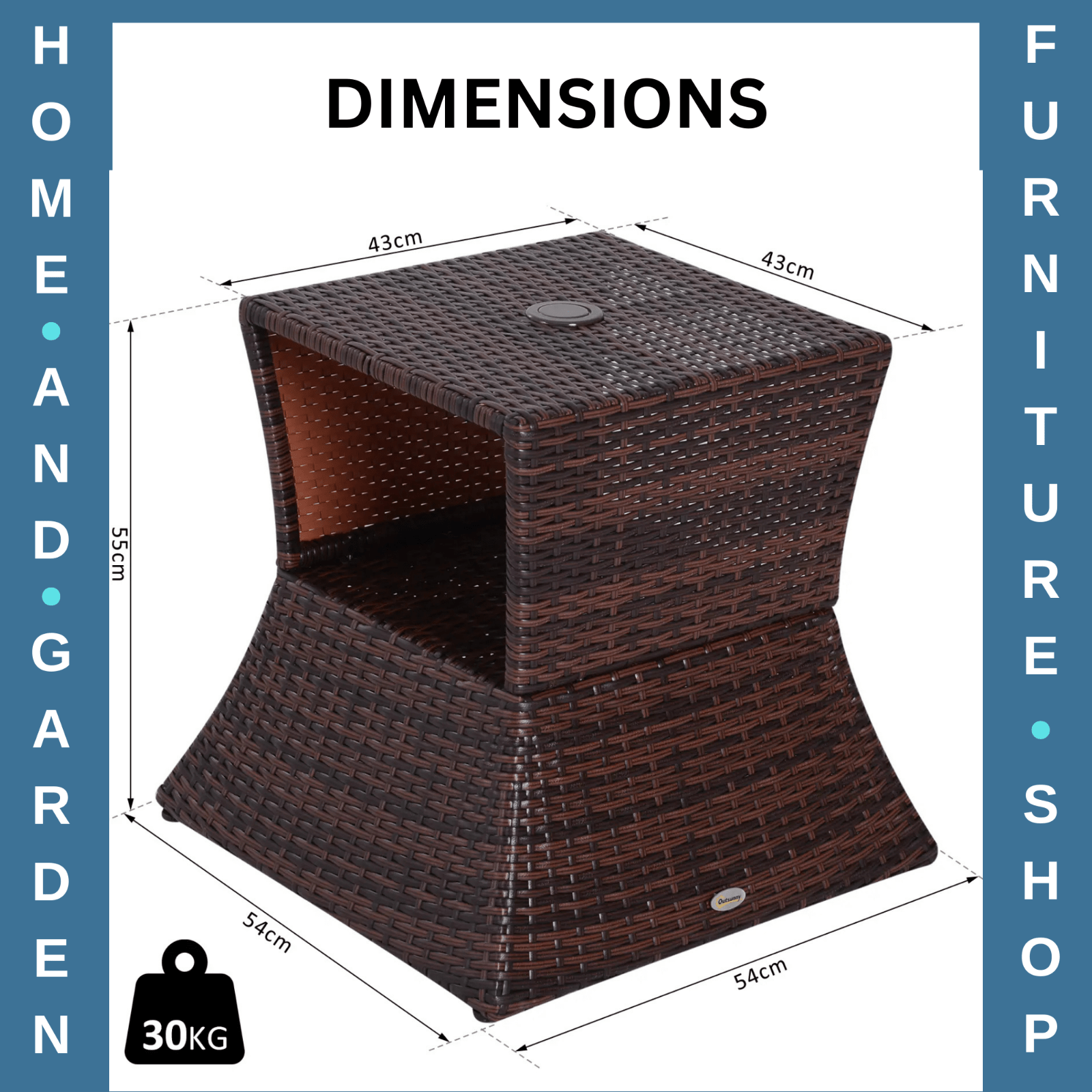 Rattan Wicker Coffee Table with Umbrella Hole and Storage Space for Garden - Home and Garden Furniture Shop - rustic - furniture