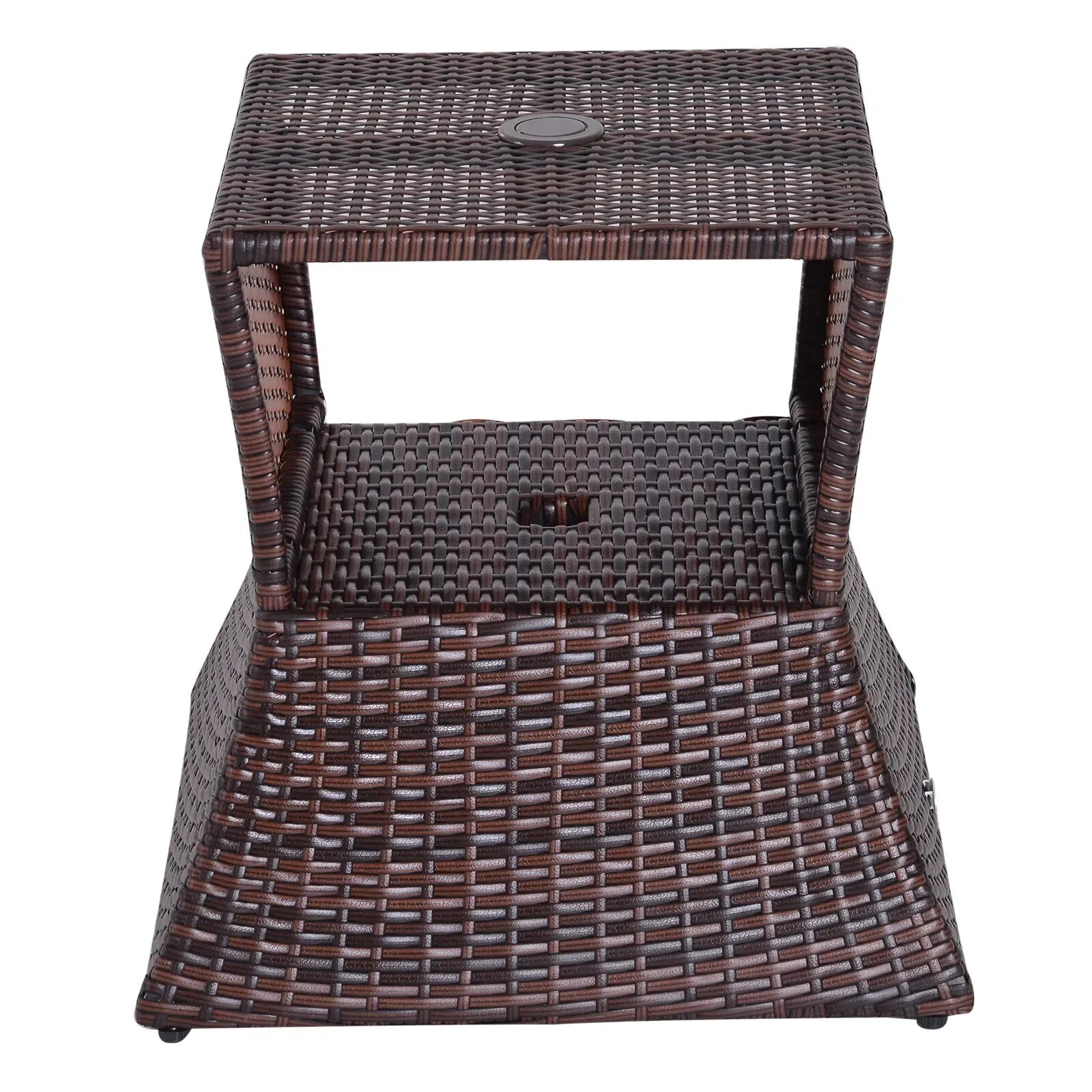 Rattan Wicker Coffee Table with Umbrella Hole and Storage Space for Garden - Home and Garden Furniture Shop - rustic - furniture