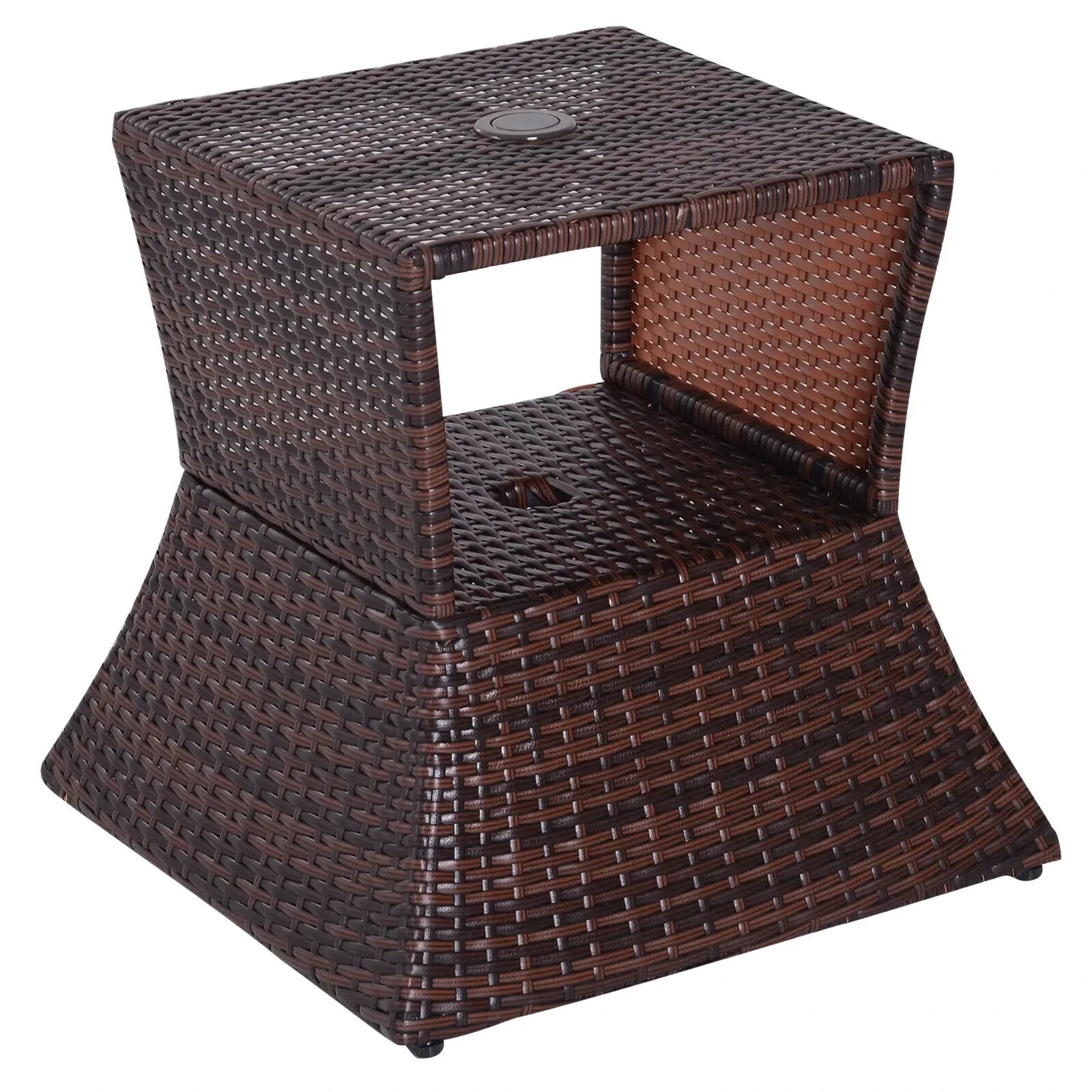 Rattan Wicker Coffee Table with Umbrella Hole and Storage Space for Garden - Home and Garden Furniture Shop - rustic - furniture