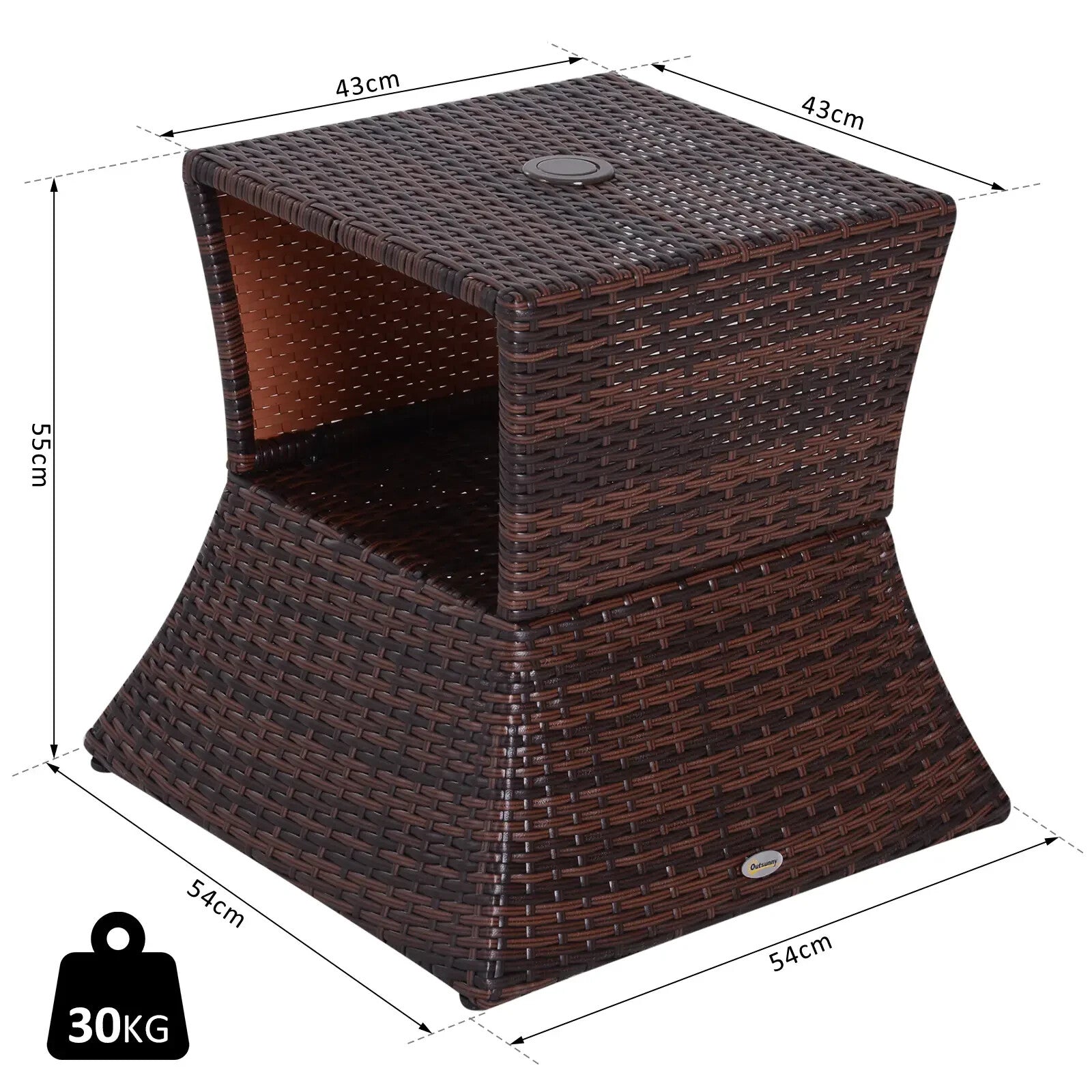 Rattan Wicker Coffee Table with Umbrella Hole and Storage Space for Garden - Home and Garden Furniture Shop - rustic - furniture
