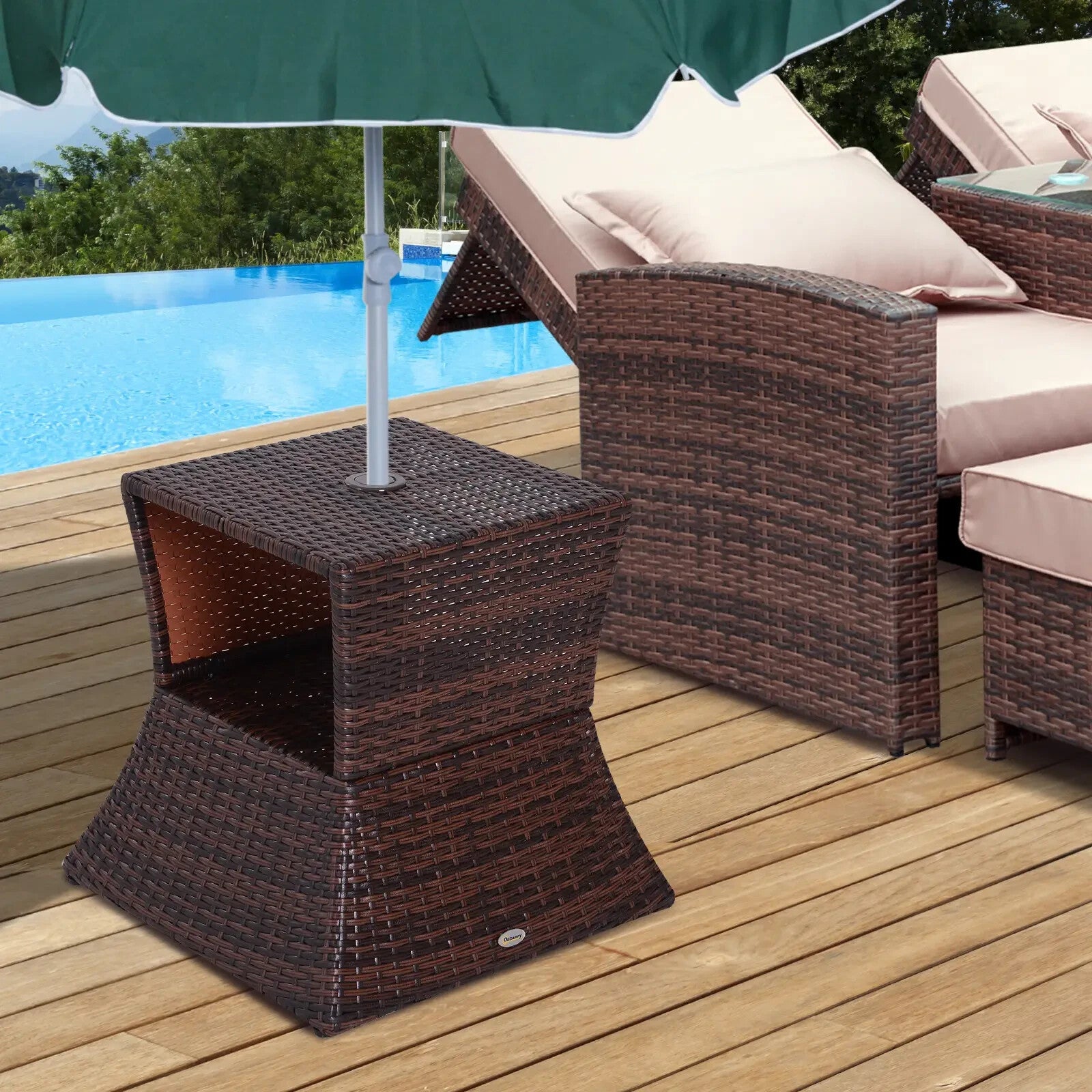Rattan Wicker Coffee Table with Umbrella Hole and Storage Space for Garden - Home and Garden Furniture Shop - rustic - furniture