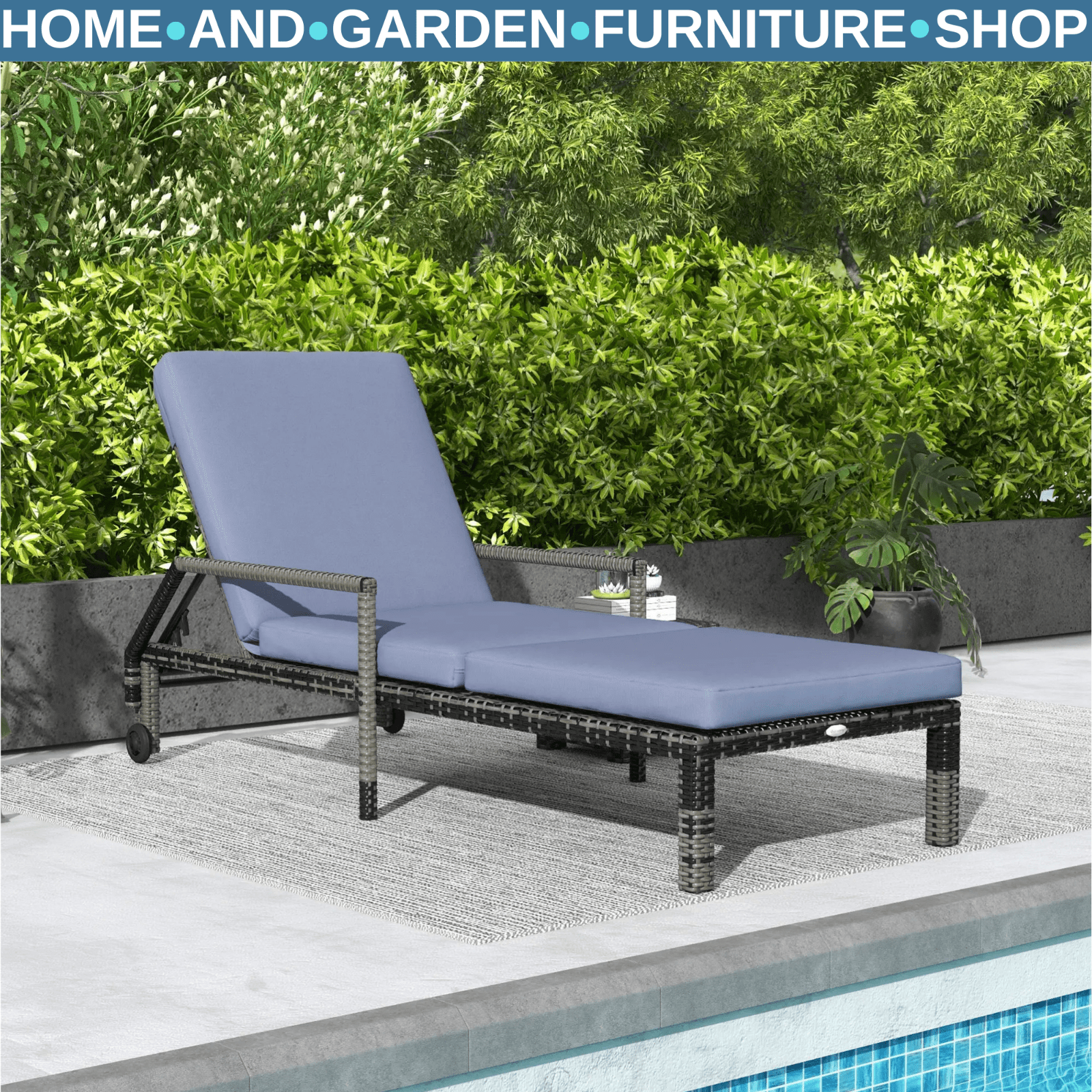 Rattan Wicker Sun Chaise Lounger Garden Chair With Adjustable Backrest And Wheel - Home and Garden Furniture Shop - #rustic - furniture#
