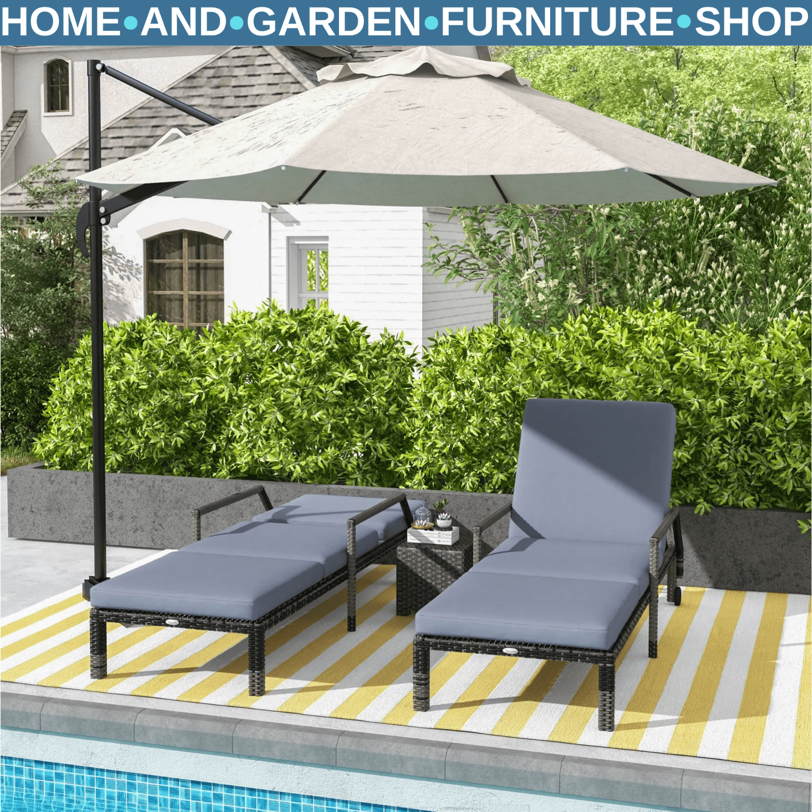 Rattan Wicker Sun Lounger Set of 2 Recliners with 5 Position Adjustable Backrest - Home and Garden Furniture Shop - rustic - furniture