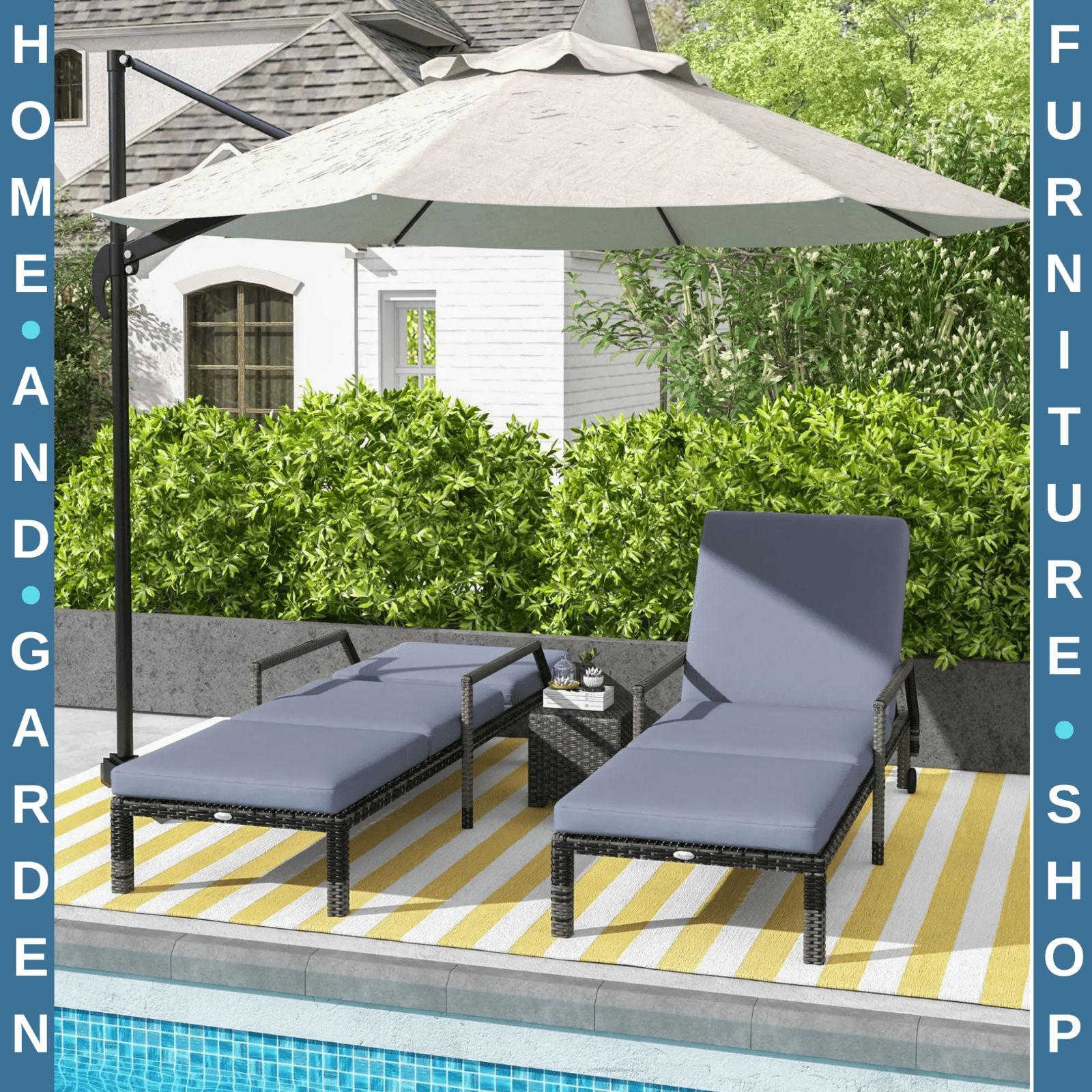 Rattan Wicker Sun Lounger Set of 2 Recliners with 5 Position Adjustable Backrest - Home and Garden Furniture Shop - rustic - furniture