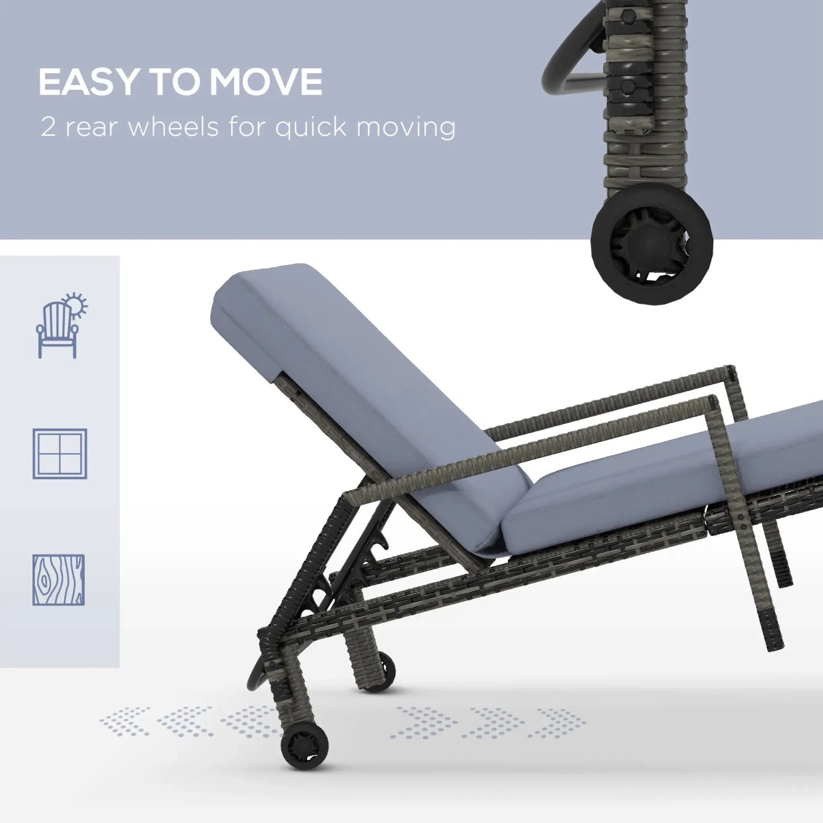 Rattan Wicker Sun Lounger Set of 2 Recliners with 5 Position Adjustable Backrest - Home and Garden Furniture Shop - rustic - furniture