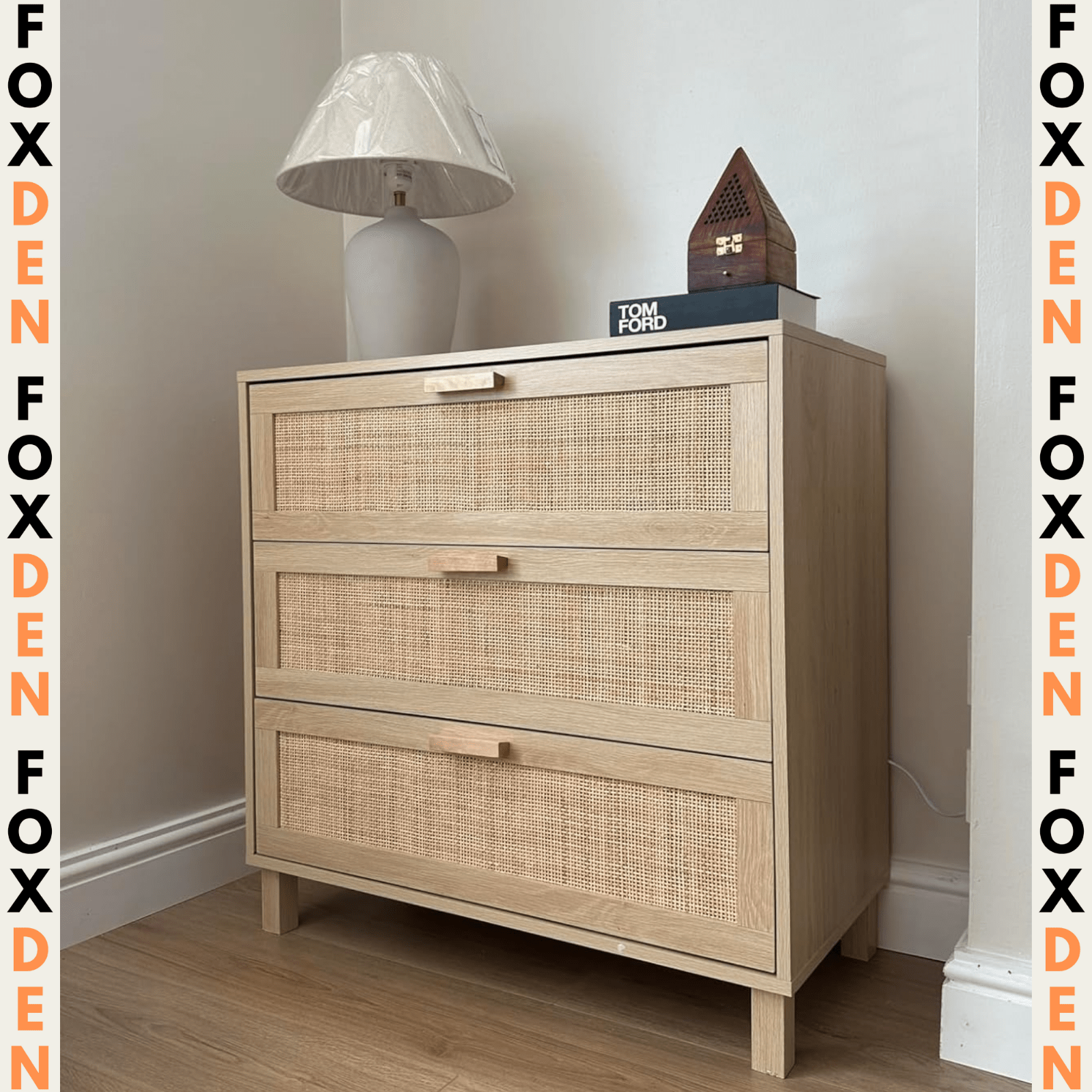 Rattan Woven Panel Chest of Drawers Bedroom Dresser Storage Unit Natural Finish - Home and Garden Furniture Shop - rustic - furniture