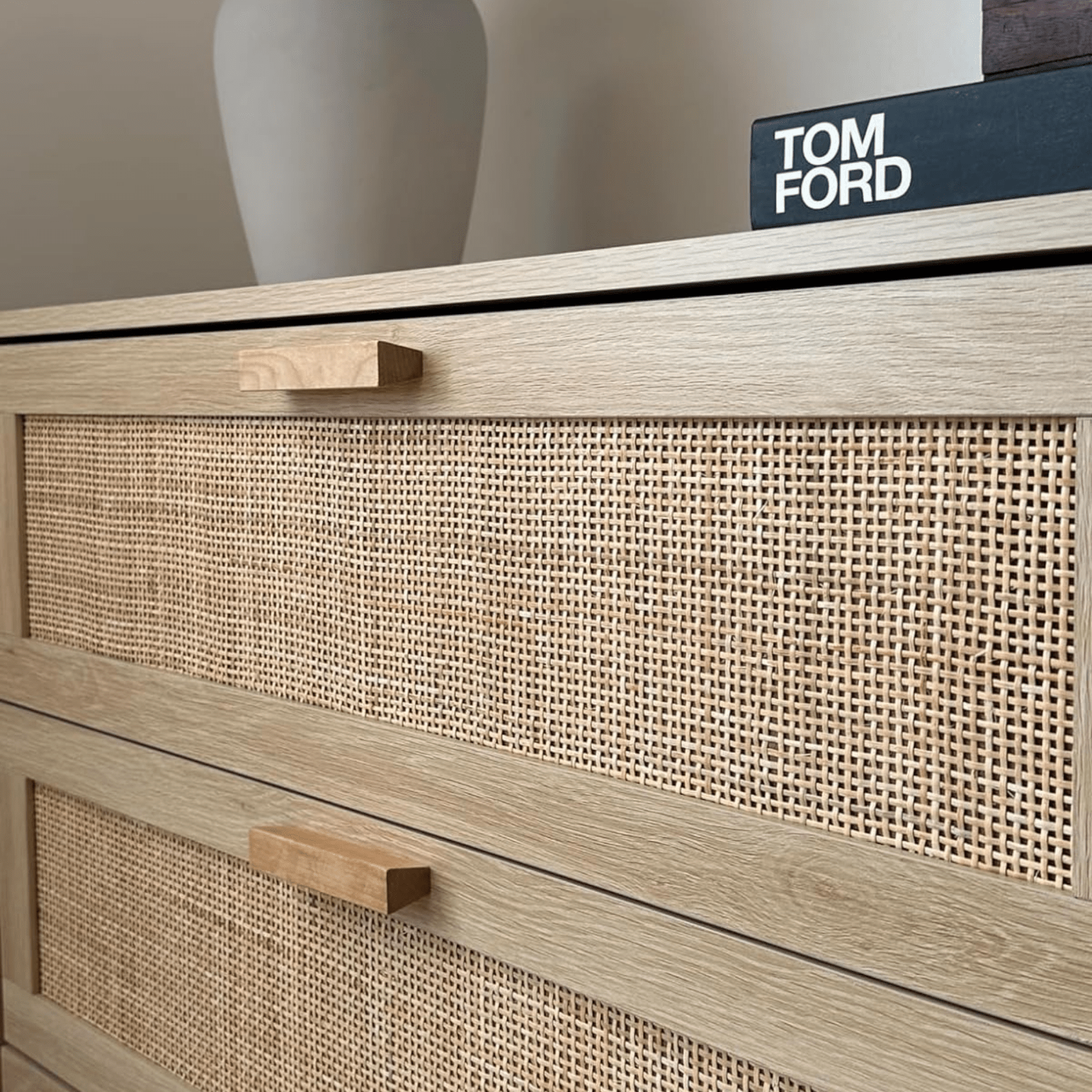 Rattan Woven Panel Chest of Drawers Bedroom Dresser Storage Unit Natural Finish - Home and Garden Furniture Shop - rustic - furniture