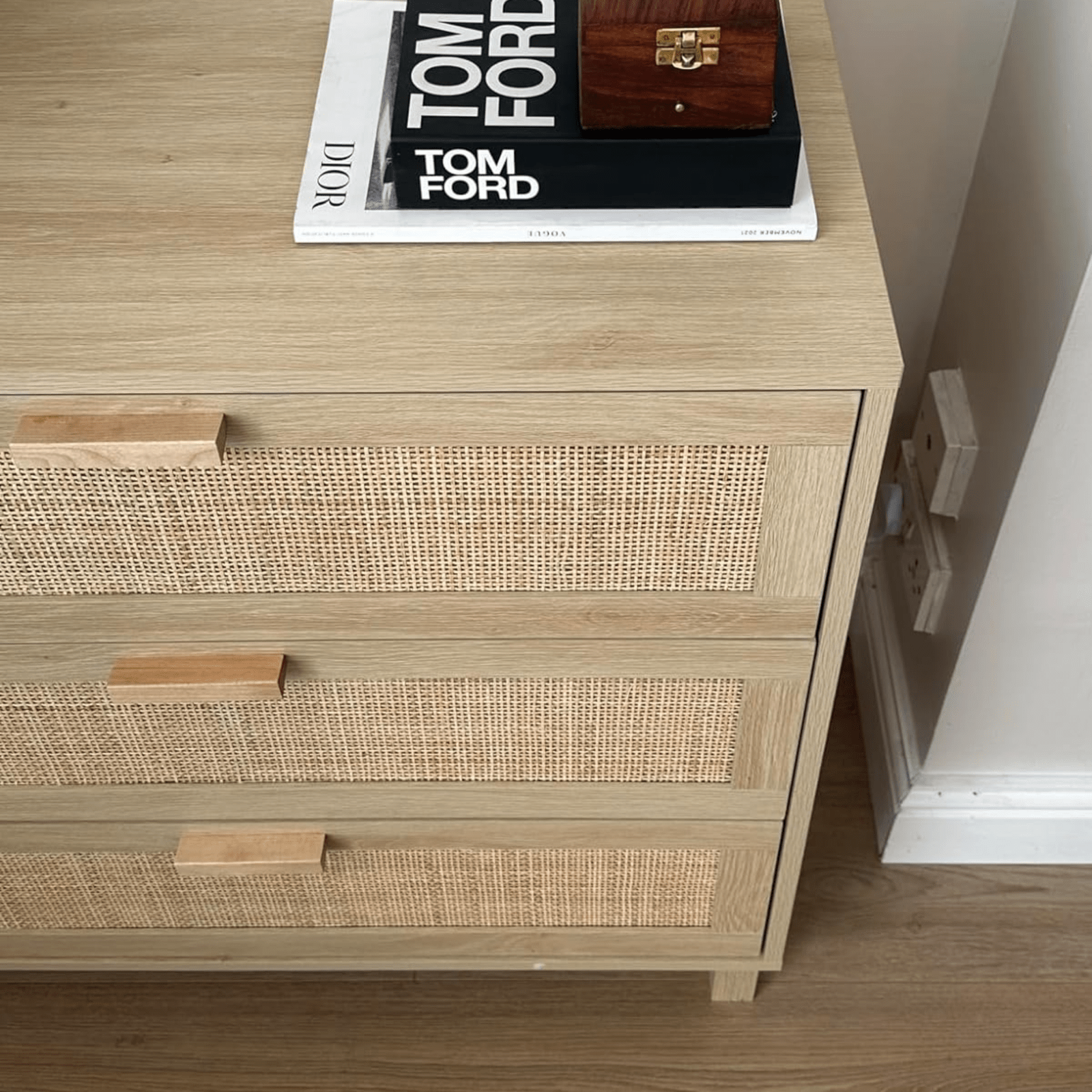 Rattan Woven Panel Chest of Drawers Bedroom Dresser Storage Unit Natural Finish - Home and Garden Furniture Shop - rustic - furniture